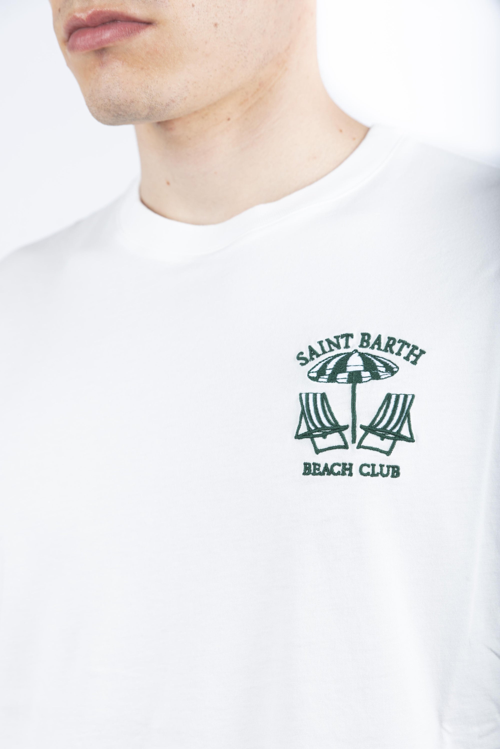 T-shirt Portofino in jersey di cotone Classic Fit con ricamo POT0001 02370H MC2 SAINT BARTH