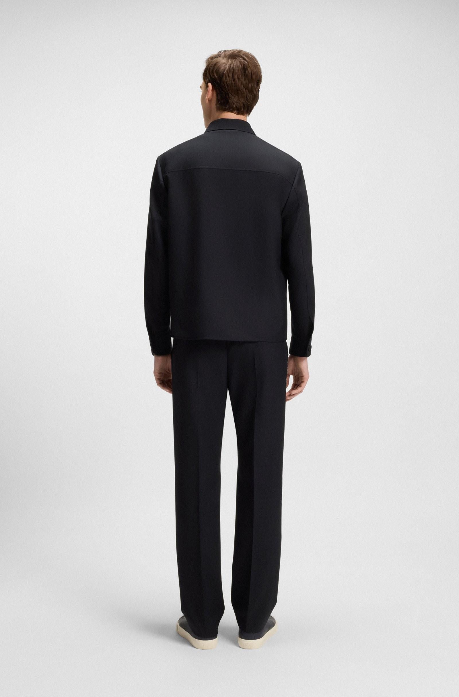 Sovracamicia relaxed fit in lana vergine mélange 50546339 404 BOSS