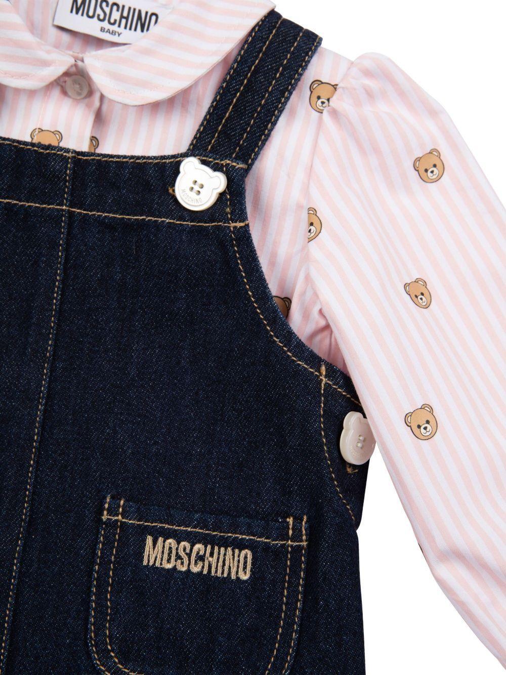 Set t-shirt e abito per neonata con stampa orso MDK036L0E34 40109 MOSCHINO BABY