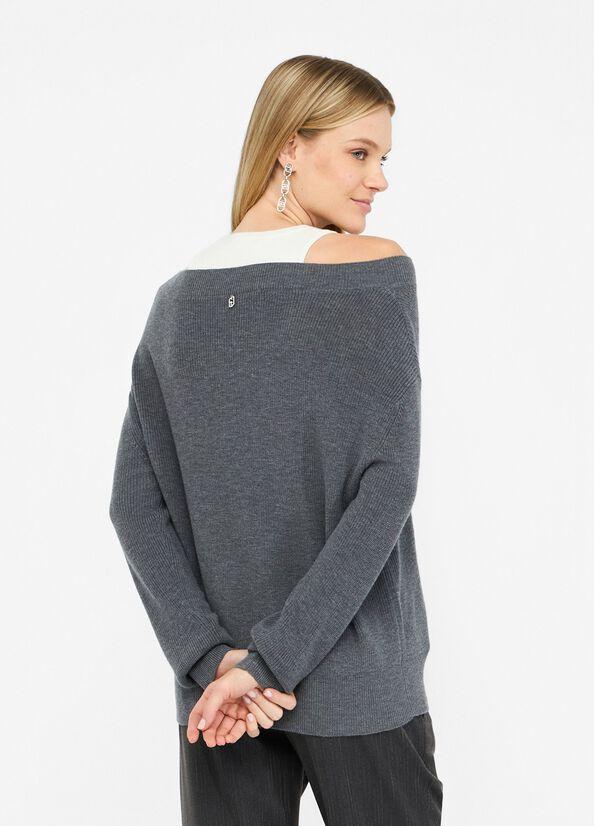 Maglione con ricami gioiello MF5126MA85Q 03738 LIU JO WHITE2