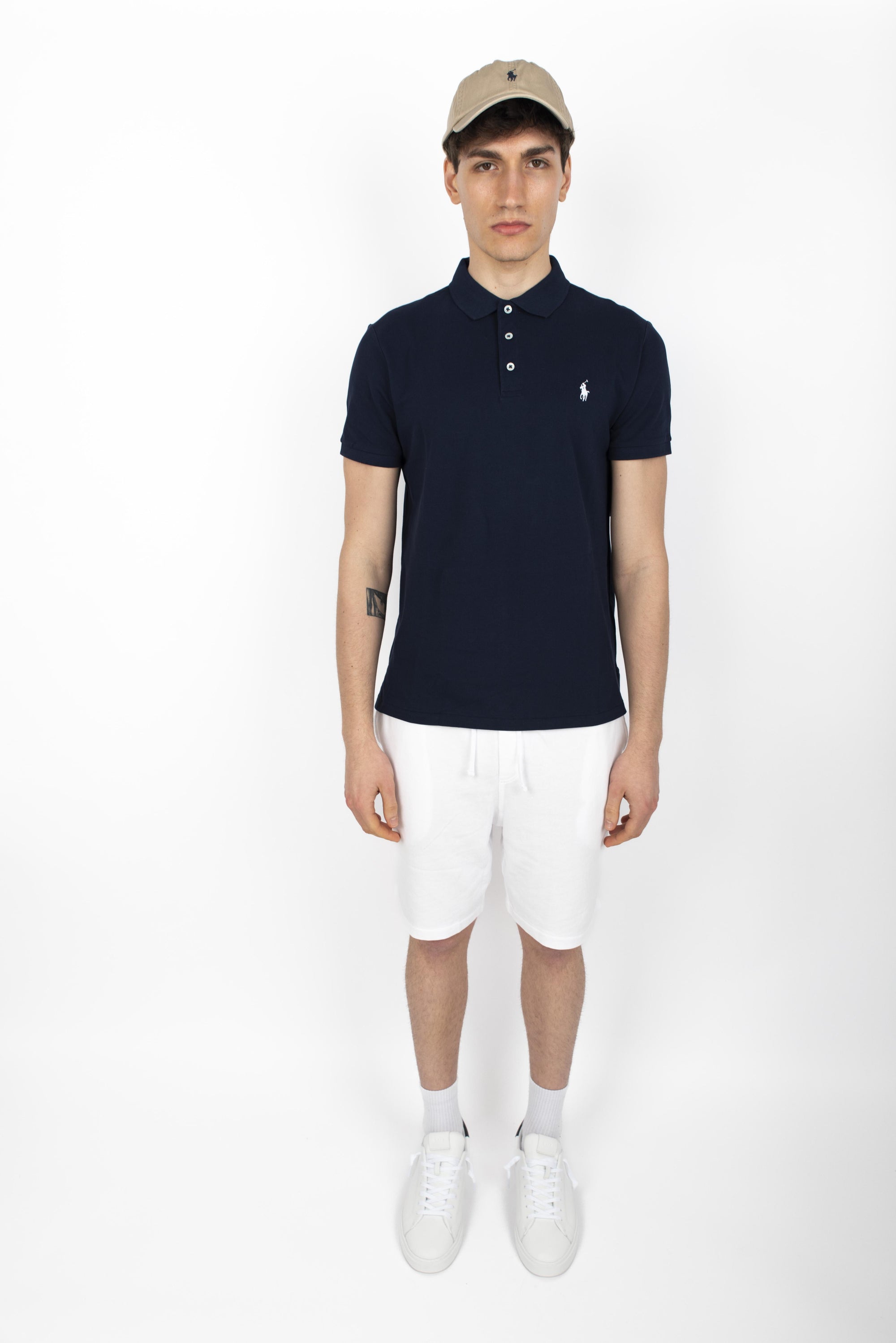 Polo navy in piqué stretch Custom Slim Fit 710941439 003 POLO RALPH LAUREN