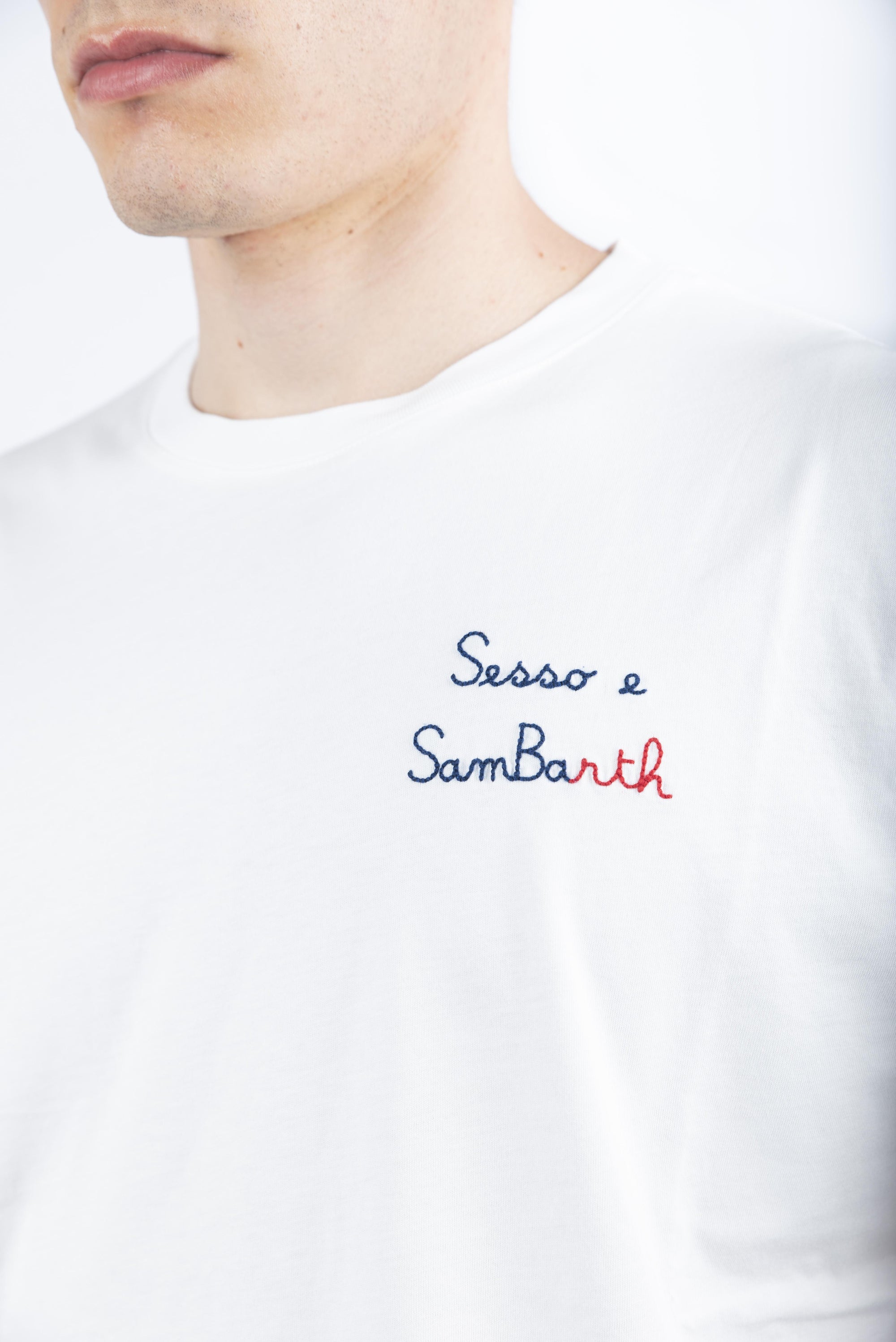 T-shirt Portofino in jersey di cotone Classic Fit con ricamo POT0001 01302H MC2 SAINT BARTH