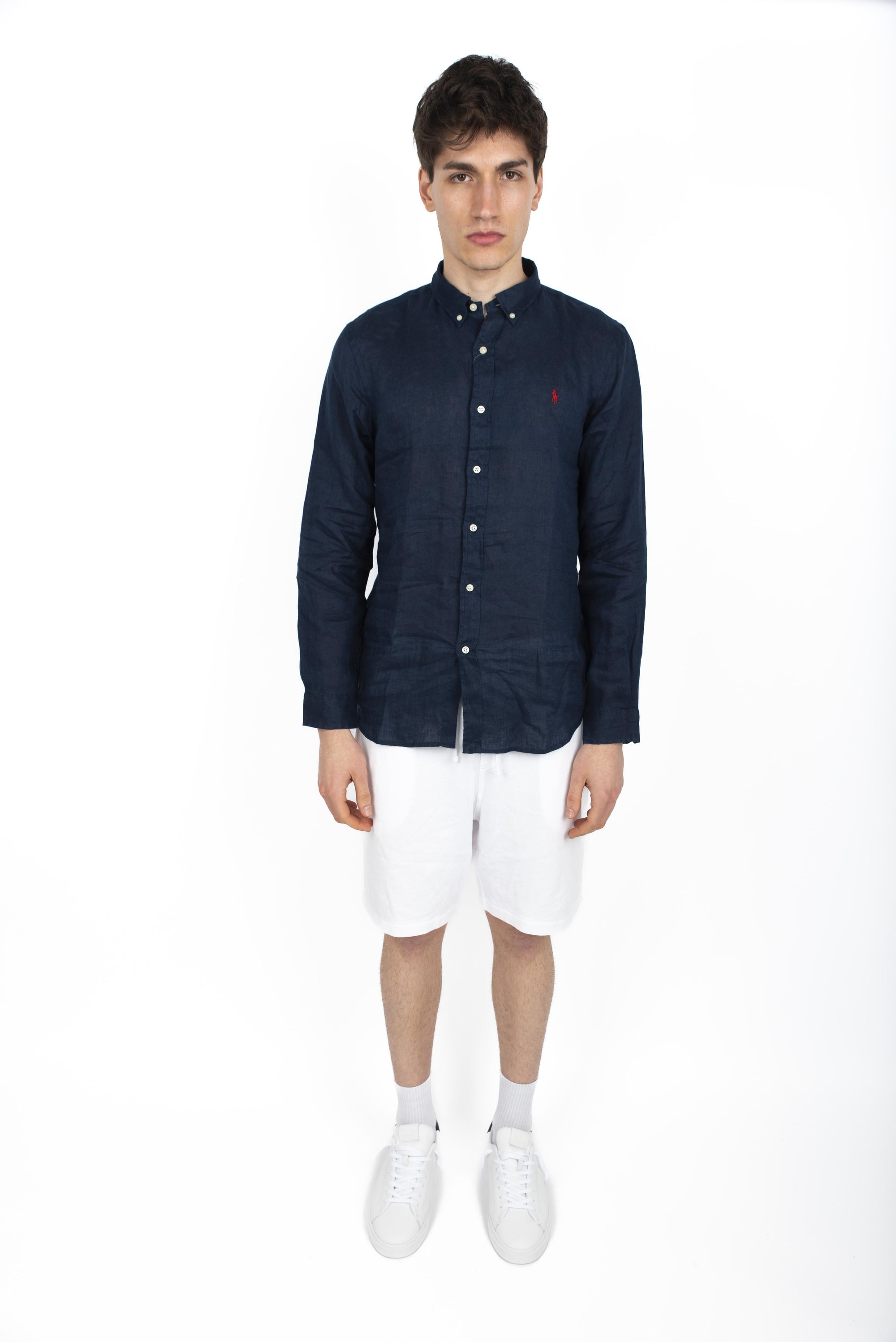 Camicia in lino Slim Fit blu navy newport 710968915 007 POLO RALPH LAUREN