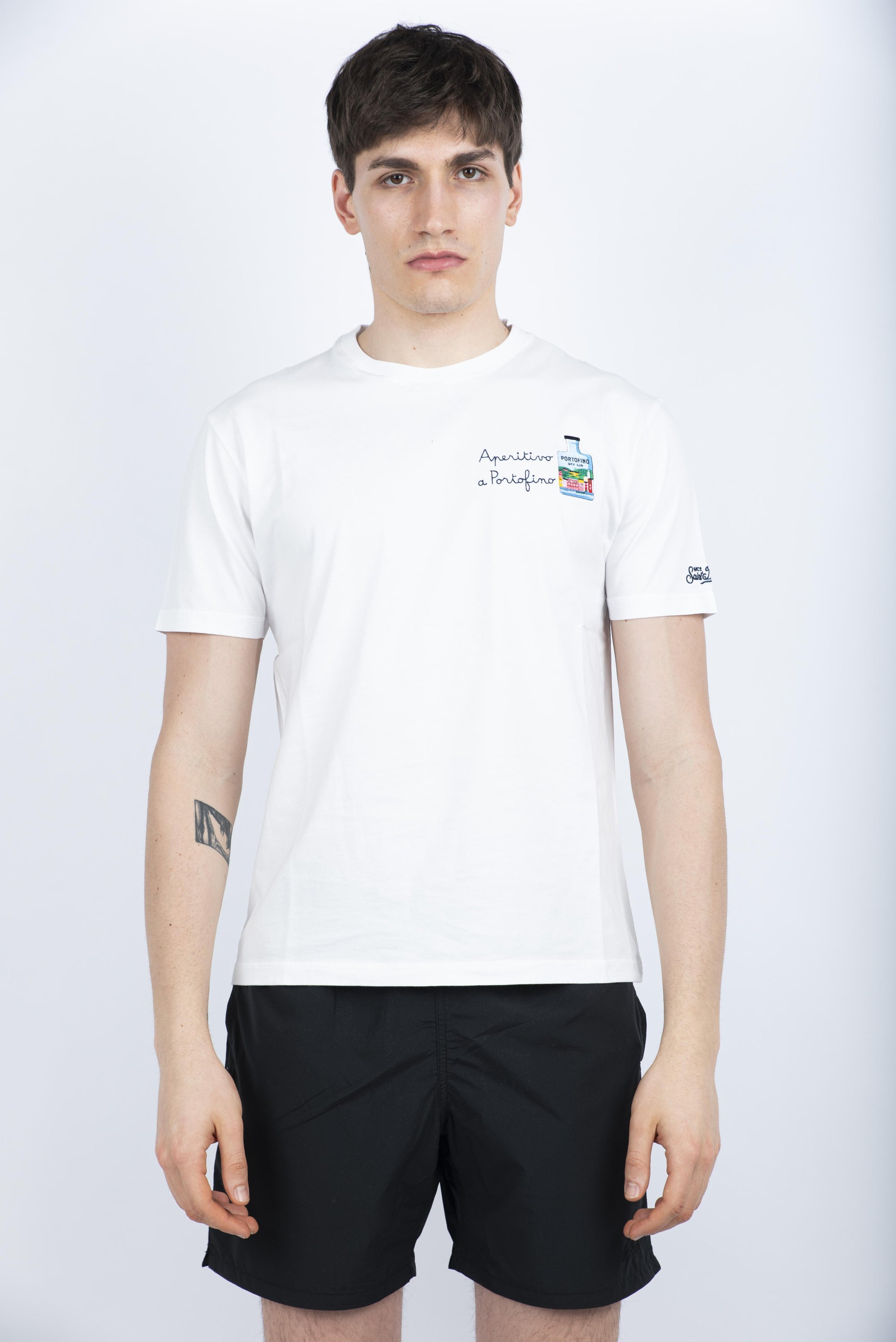 T-shirt Man in cotone con ricamo Special Edition TSHM001 05645H MC2 SAINT BARTH