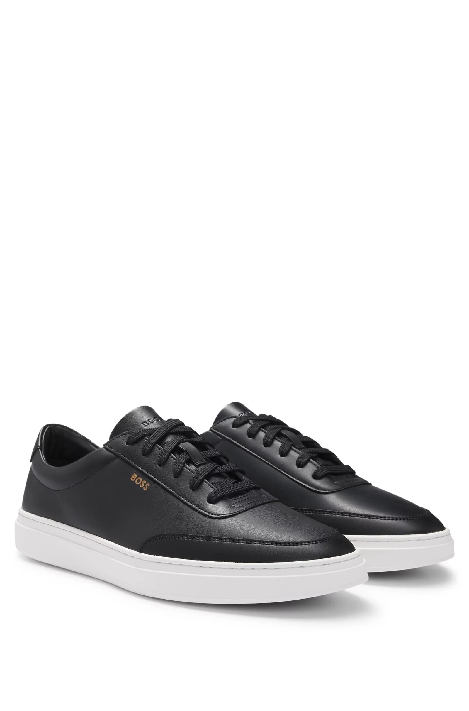 Sneakers in pelle rivestita con logo color oro 50536504 001 BOSS SHOES