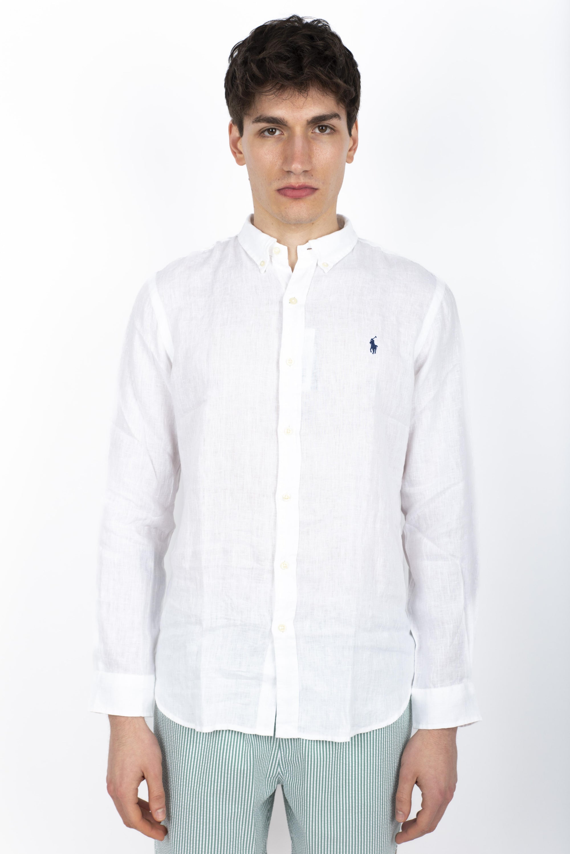 Camicia in lino Slim Fit bianco ceramica 710966295 003 POLO RALPH LAUREN