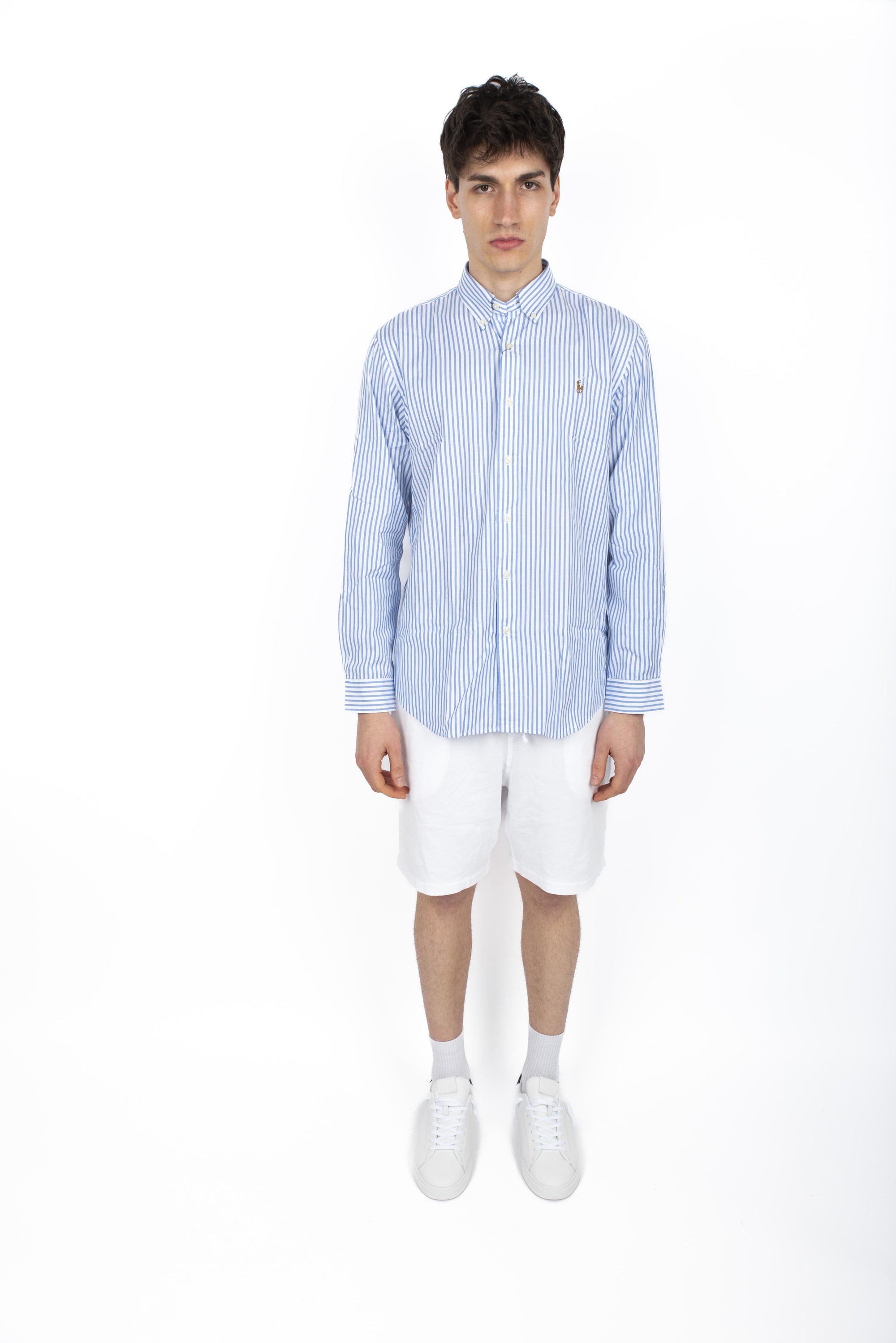 Camicia Oxford stretch Custom-Fit blu bianco 710886462 003 POLO RALPH LAUREN