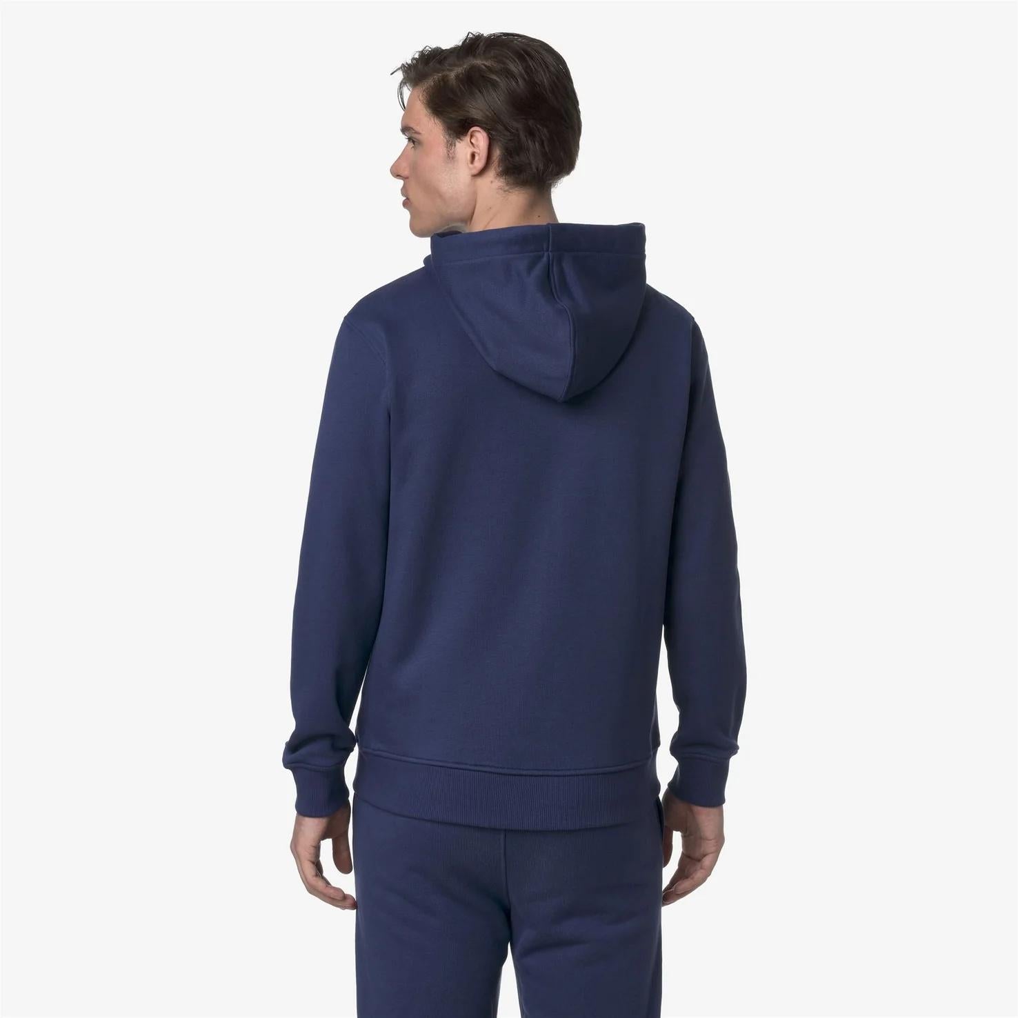 Giacca in pile casual da uomo blu con cappuccio regolabile K31364W 867 K-WAY