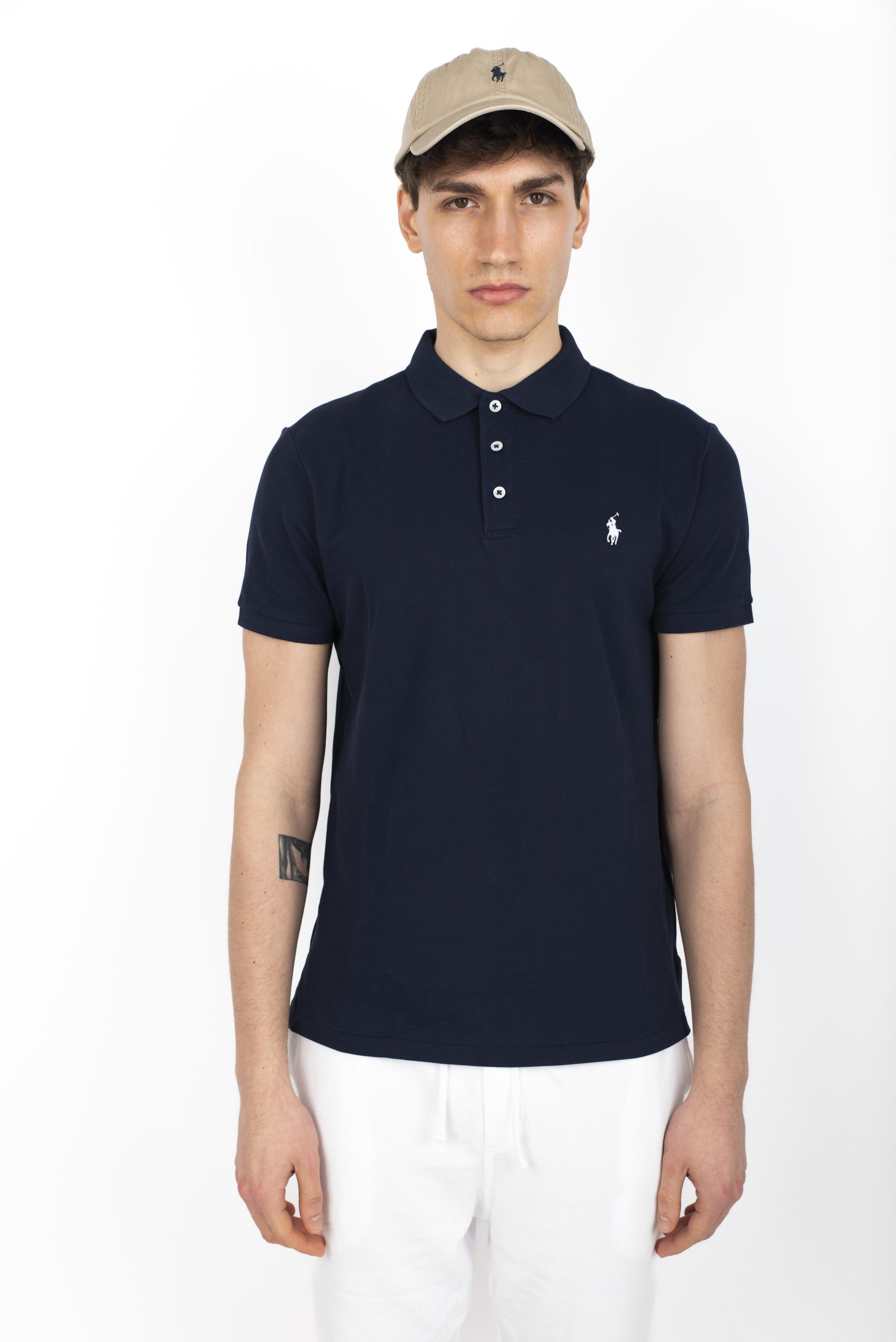 Polo navy in piqué stretch Custom Slim Fit 710941439 003 POLO RALPH LAUREN