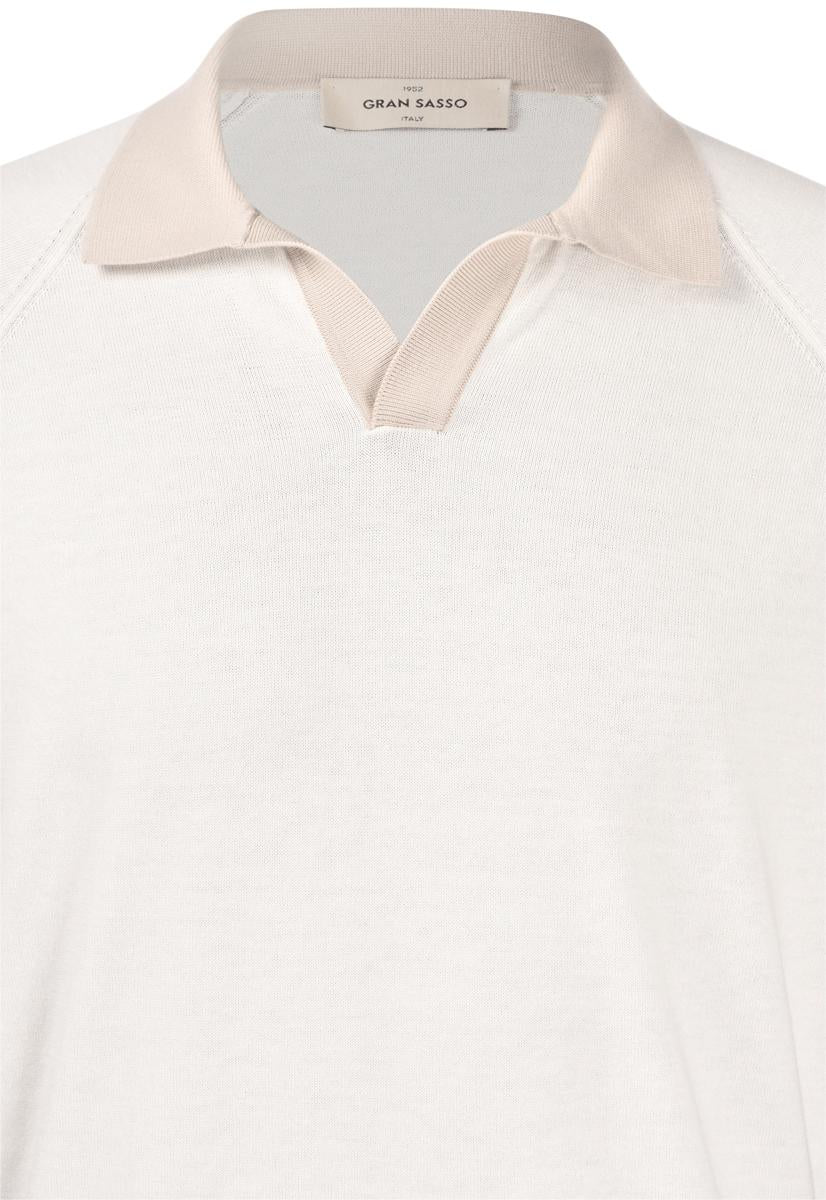 Polo skipper in maglia raglan cotone organico panna sabbia 57165/18045 005 GRAN SASSO