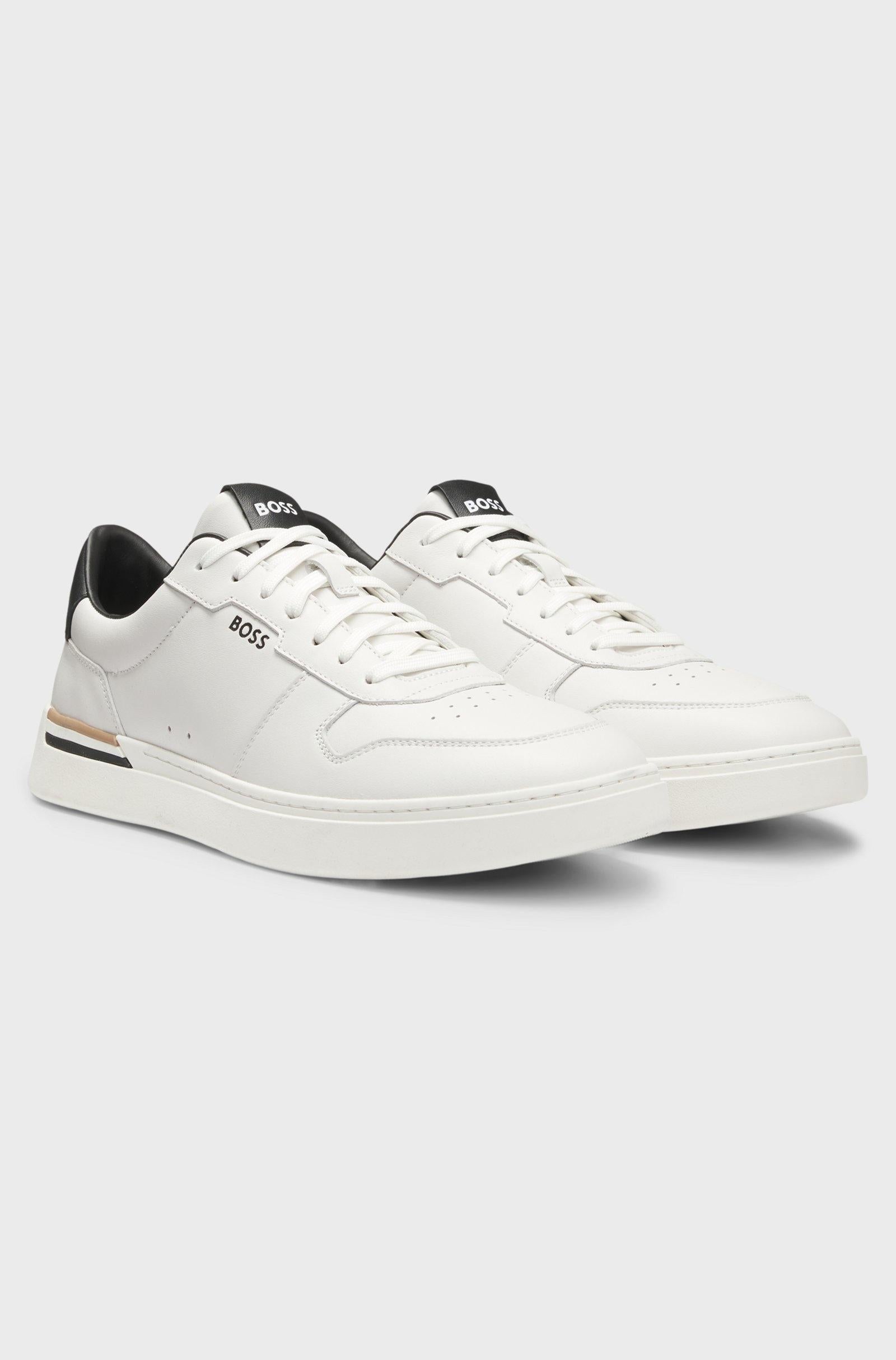 Sneakers in pelle con dettagli logo 50542538 140 BOSS SHOES