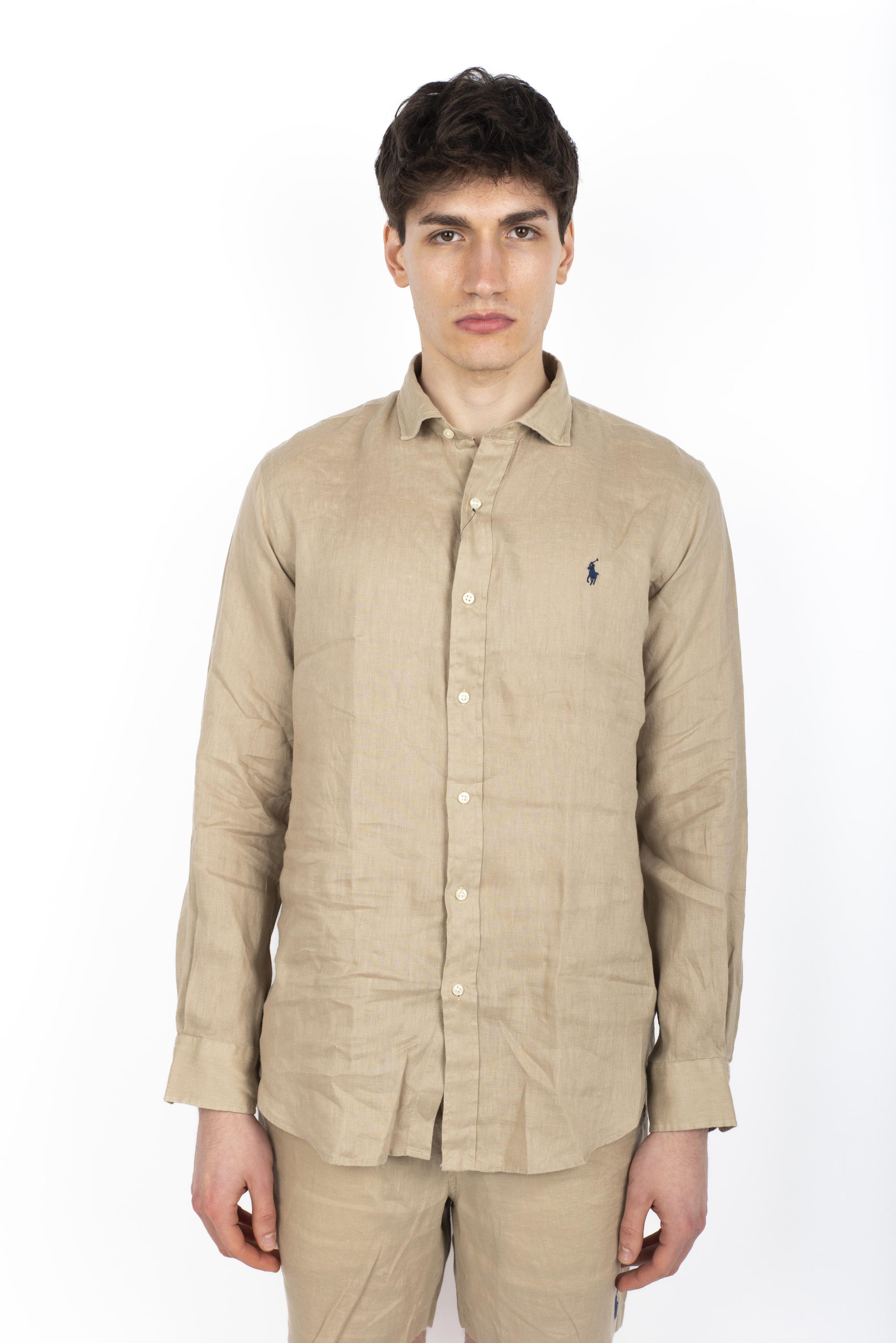 Camicia in lino Custom Fit beige costiero 710974779 002 POLO RALPH LAUREN