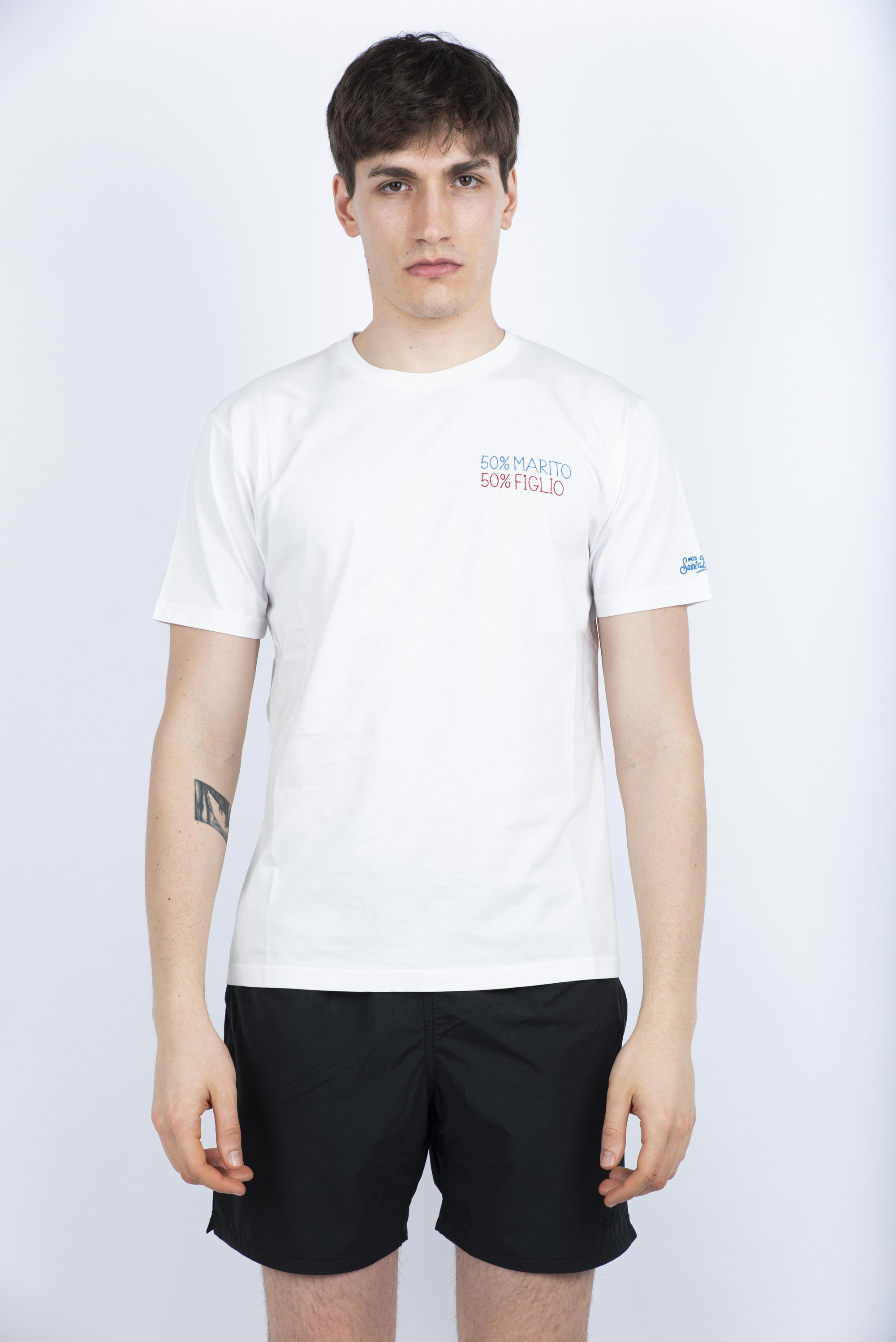 T-shirt Portofino in jersey di cotone Classic Fit con ricamo POT0001 05275H MC2 SAINT BARTH