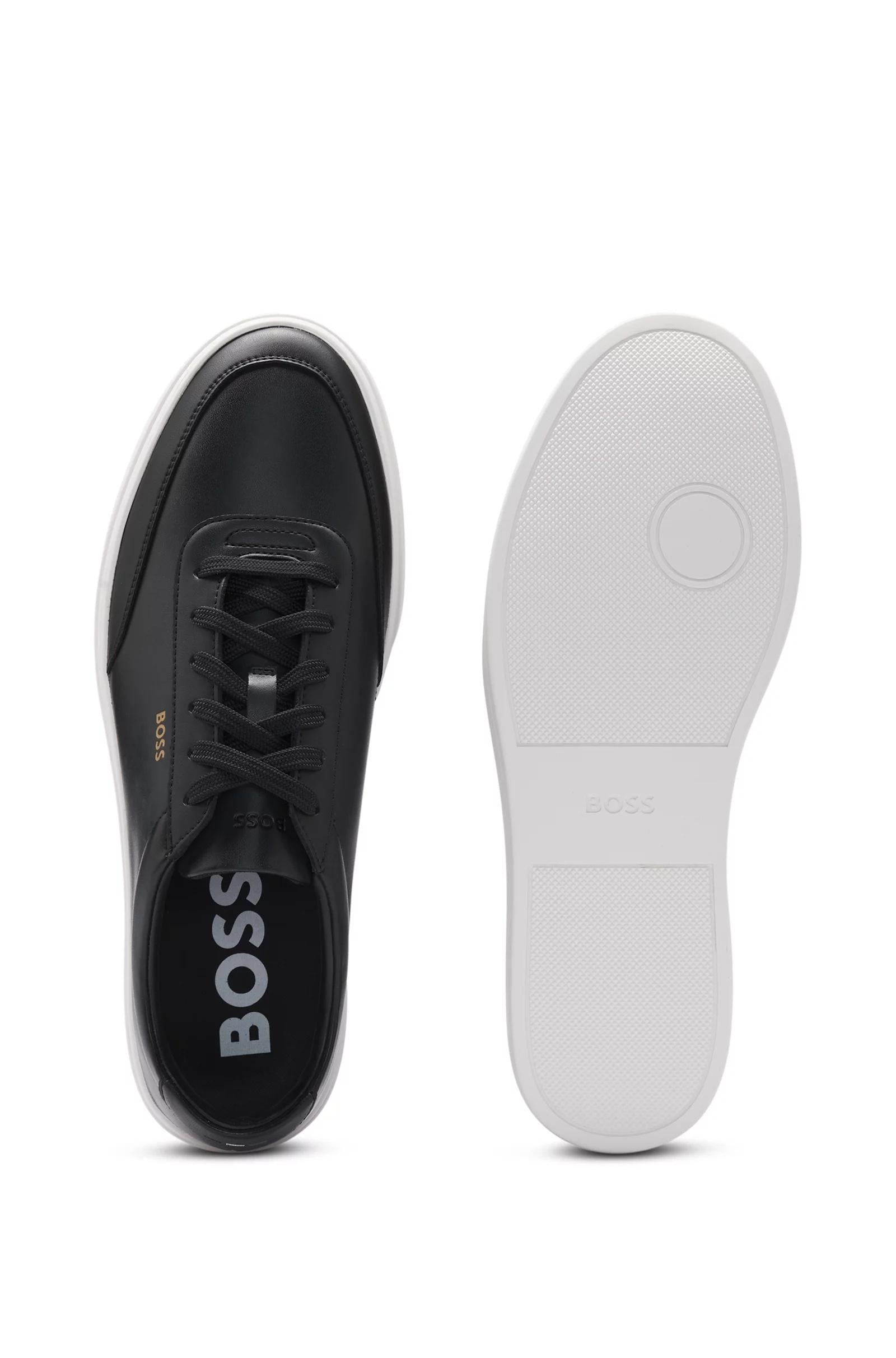 Sneakers in pelle rivestita con logo color oro 50536504 001 BOSS SHOES