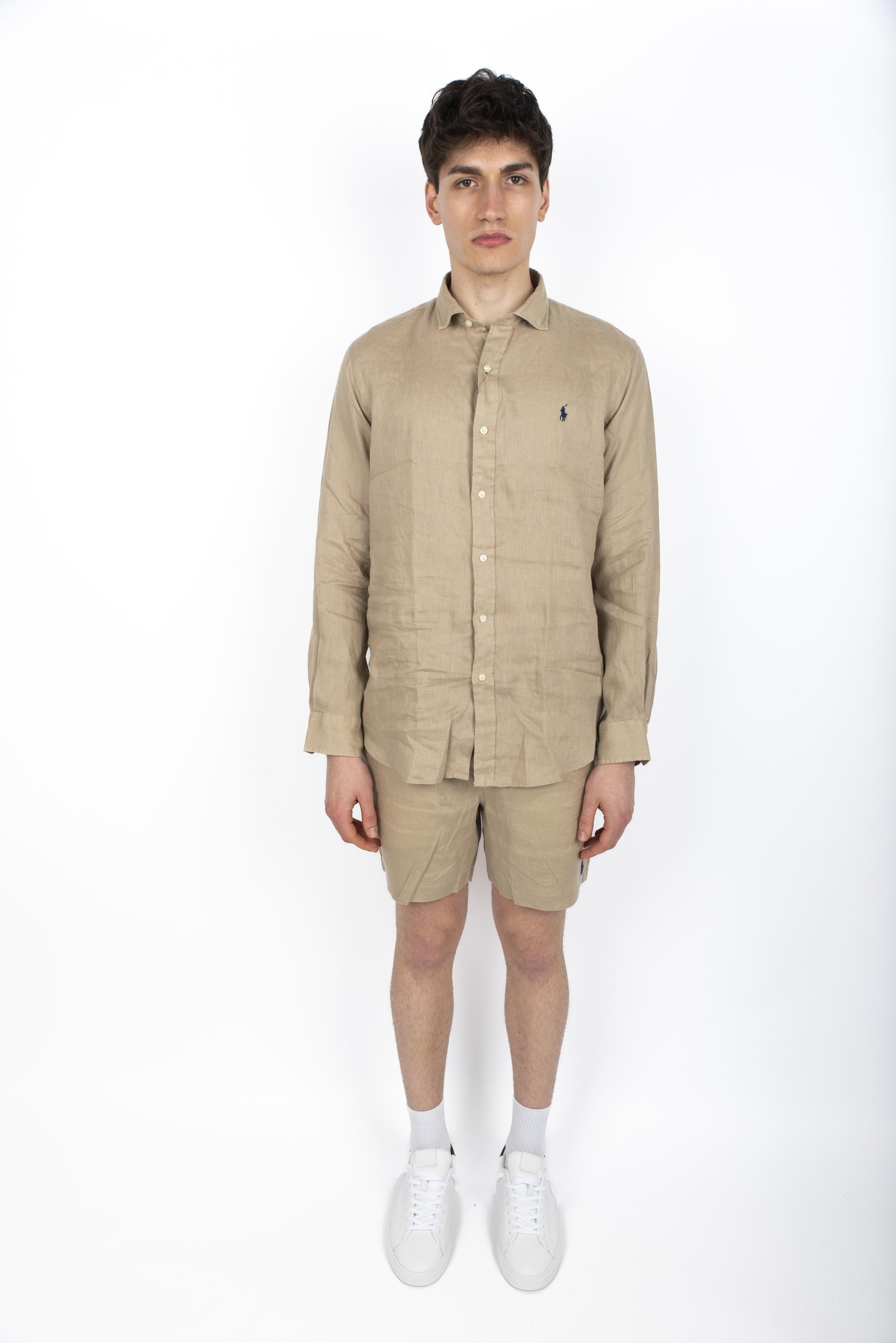 Camicia in lino Custom Fit beige costiero 710974779 002 POLO RALPH LAUREN