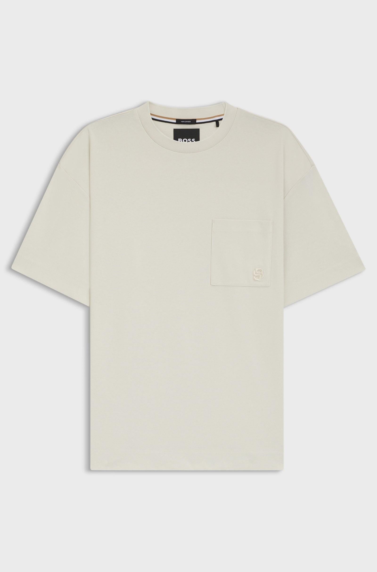 T-shirt in cotone mercerizzato con monogramma Doppia B 50544106 131 BOSS