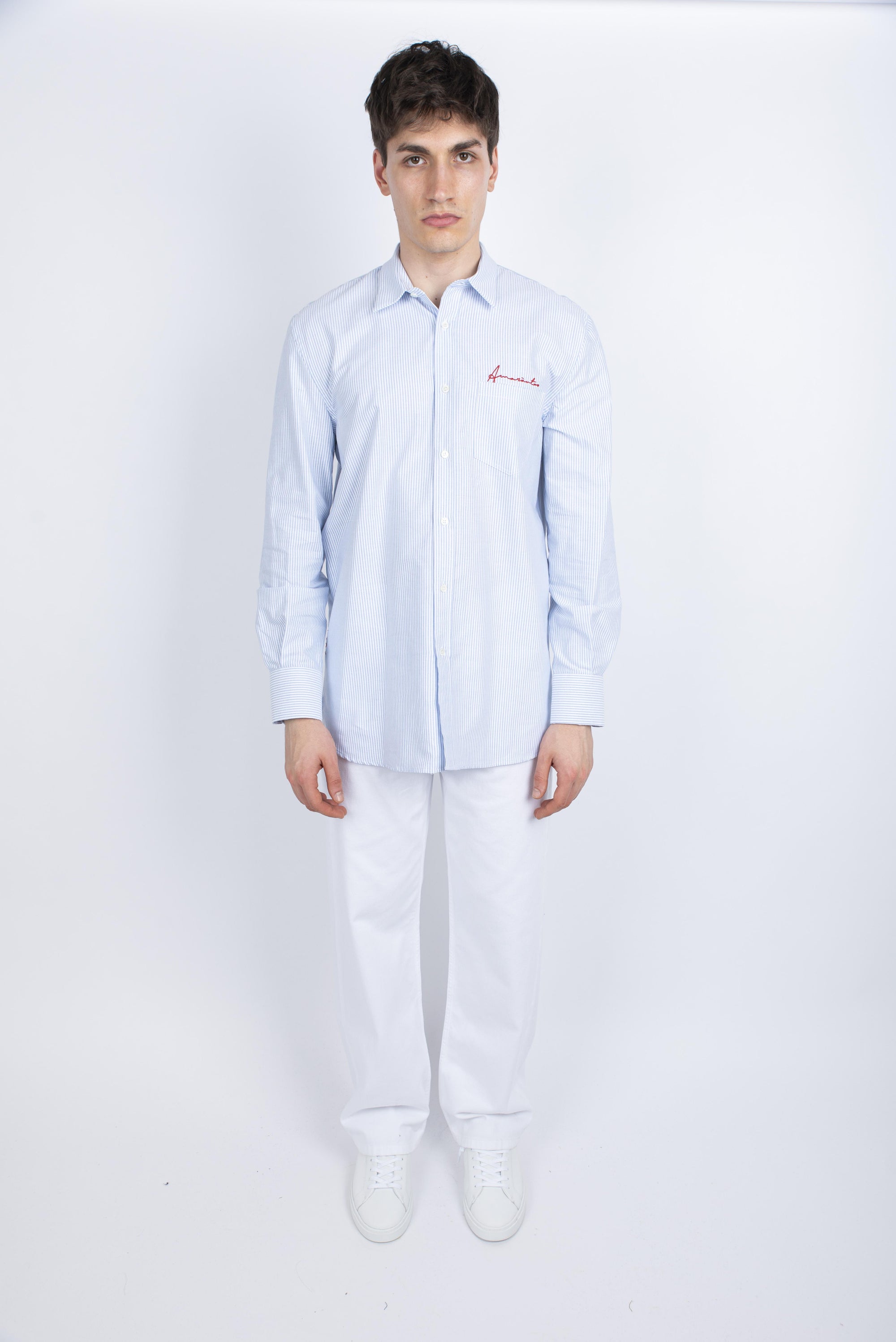 Camicia a righe con ricamo Amaranto Uomo B6D0064 DFBASTONCINO AMARANTO