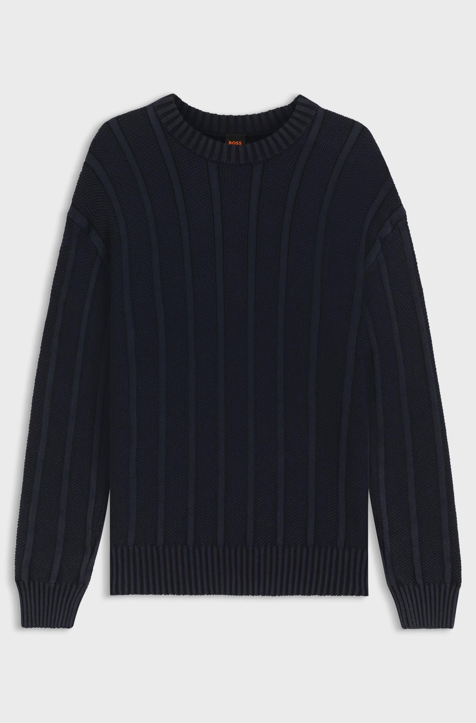 Maglione in cotone con lavorazione a coste e a grana di riso 50543690 404 BOSS