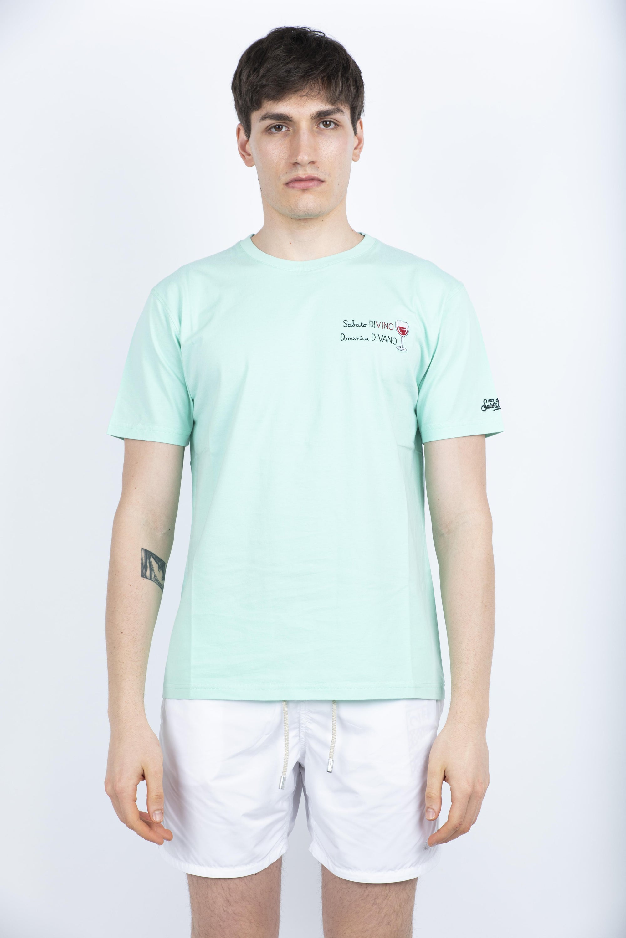 T-shirt Portofino in jersey di cotone Classic Fit con ricamo POT0001 05283H MC2 SAINT BARTH