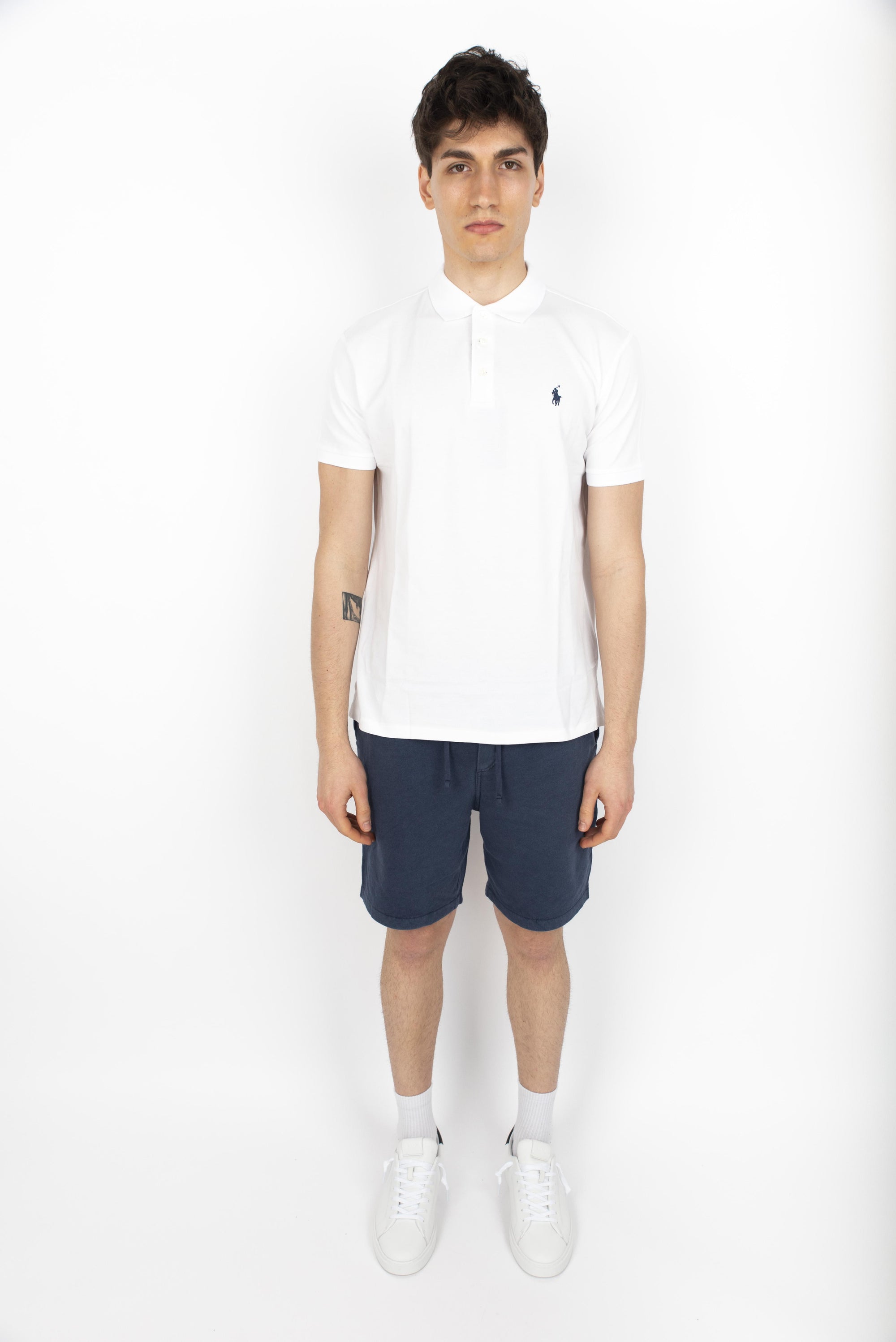 Polo bianca in piqué stretch Custom Slim Fit 710941439 002 POLO RALPH LAUREN