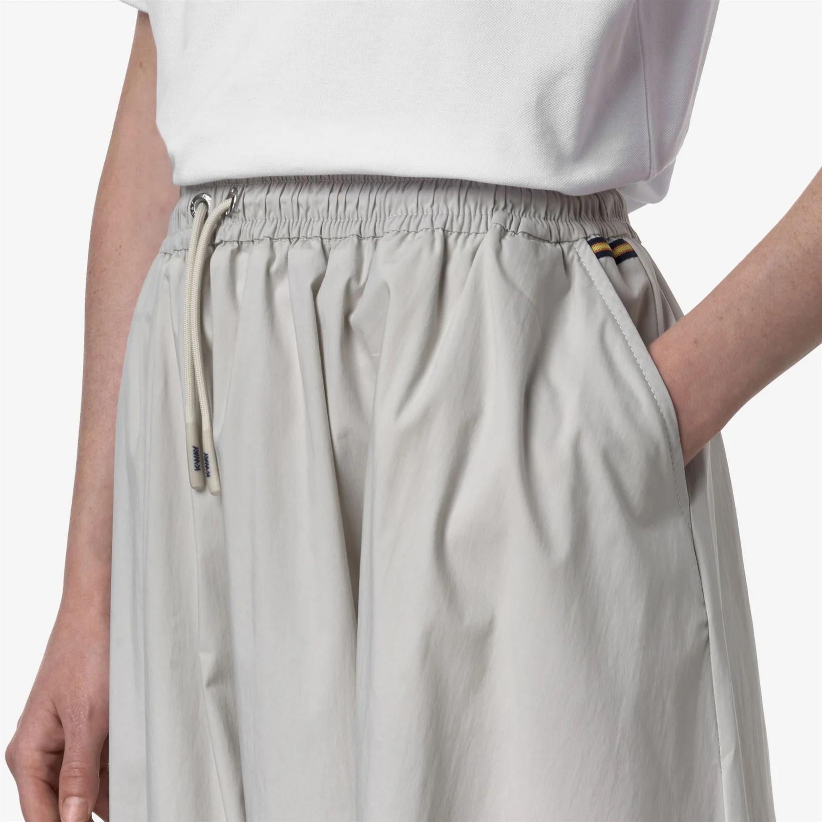 Gonna lunga casual Mosella Light Poplin Tech donna beige con vita regolabile K4147DW 634 K-WAY