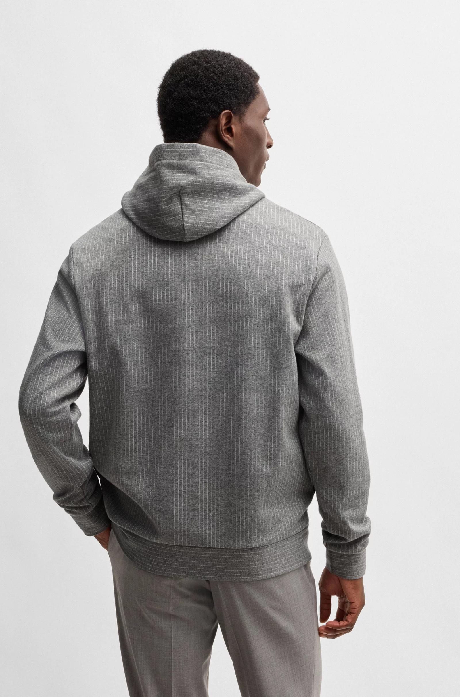 Felpa con cappuccio regular fit in misto cotone gessato 50531324 030 BOSS