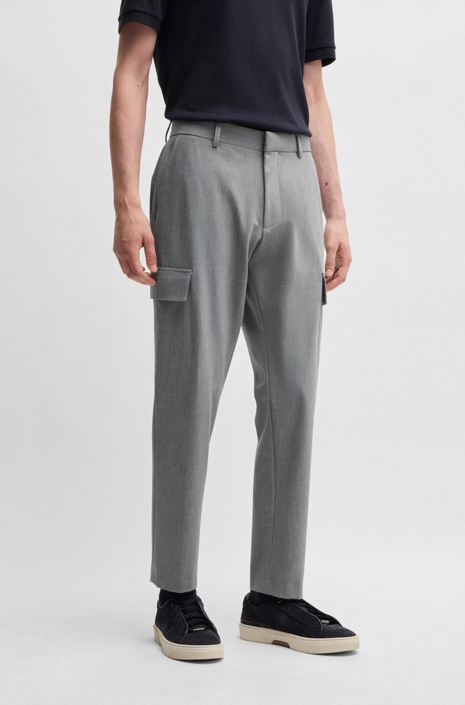 Pantaloni cargo con fit affusolato in tessuto elasticizzato ad alte prestazioni 50535069 030 BOSS