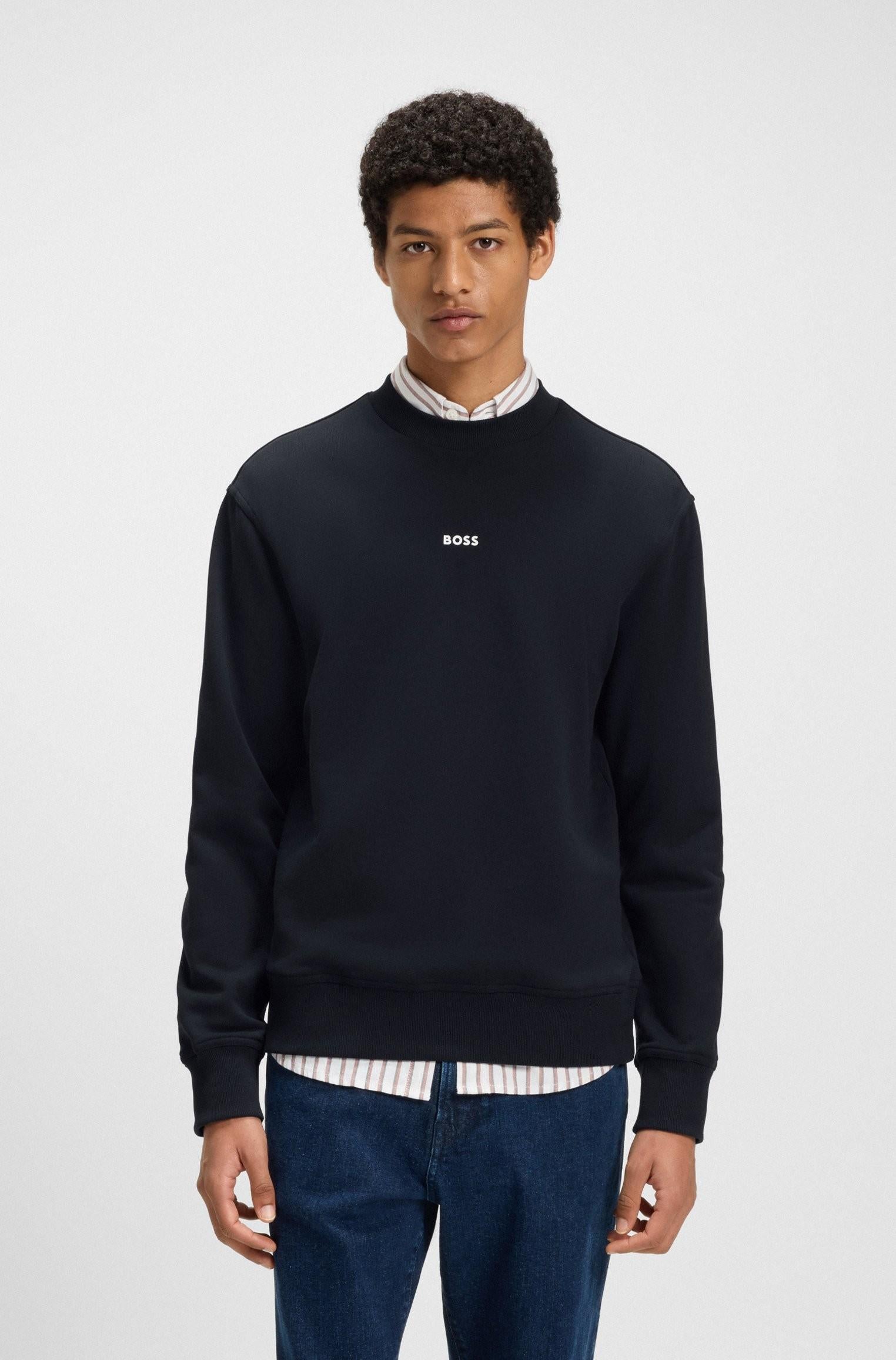 Felpa relaxed fit in terry di cotone con logo a contrasto 50514541 404 BOSS