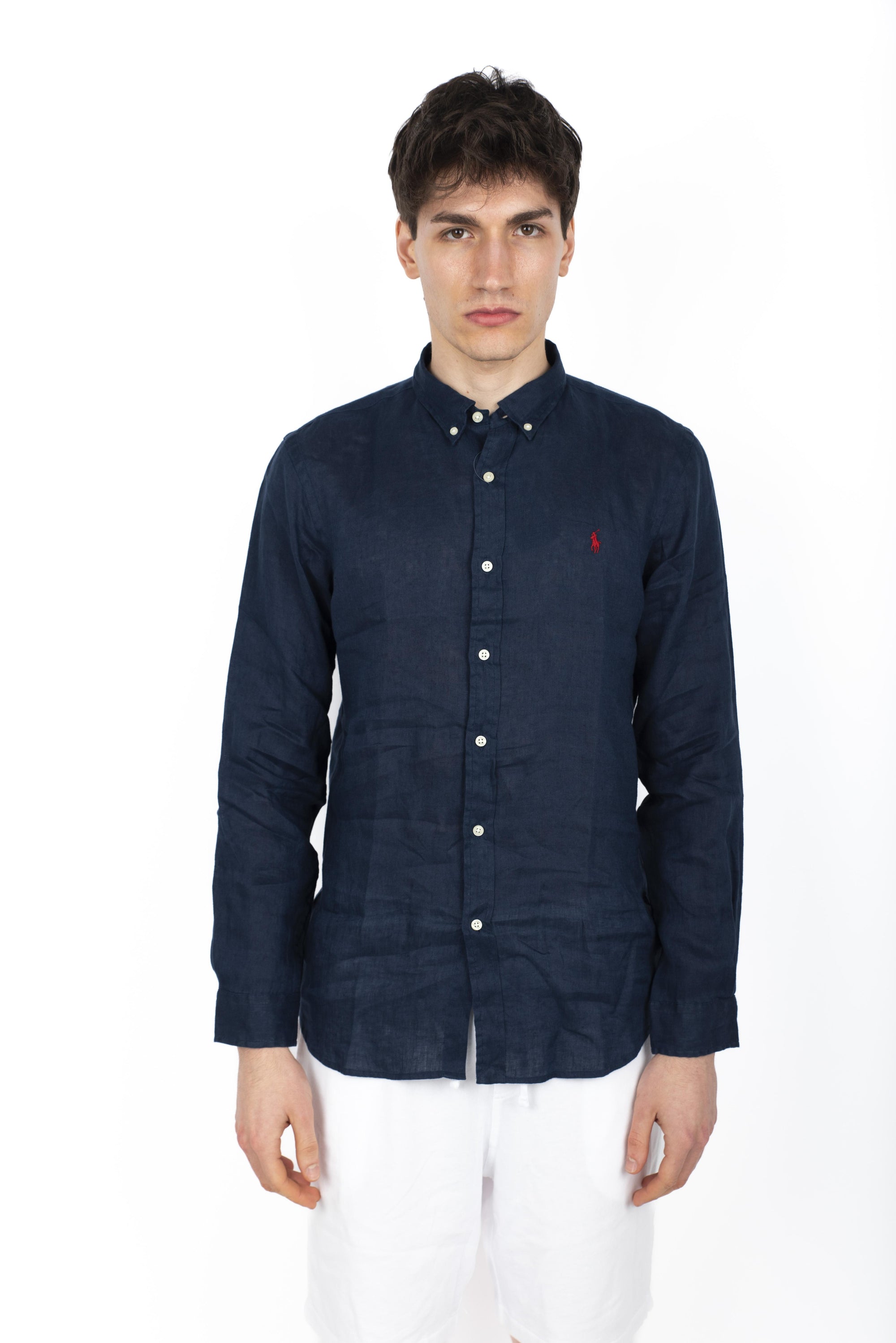 Camicia in lino Slim Fit blu navy newport 710968915 007 POLO RALPH LAUREN
