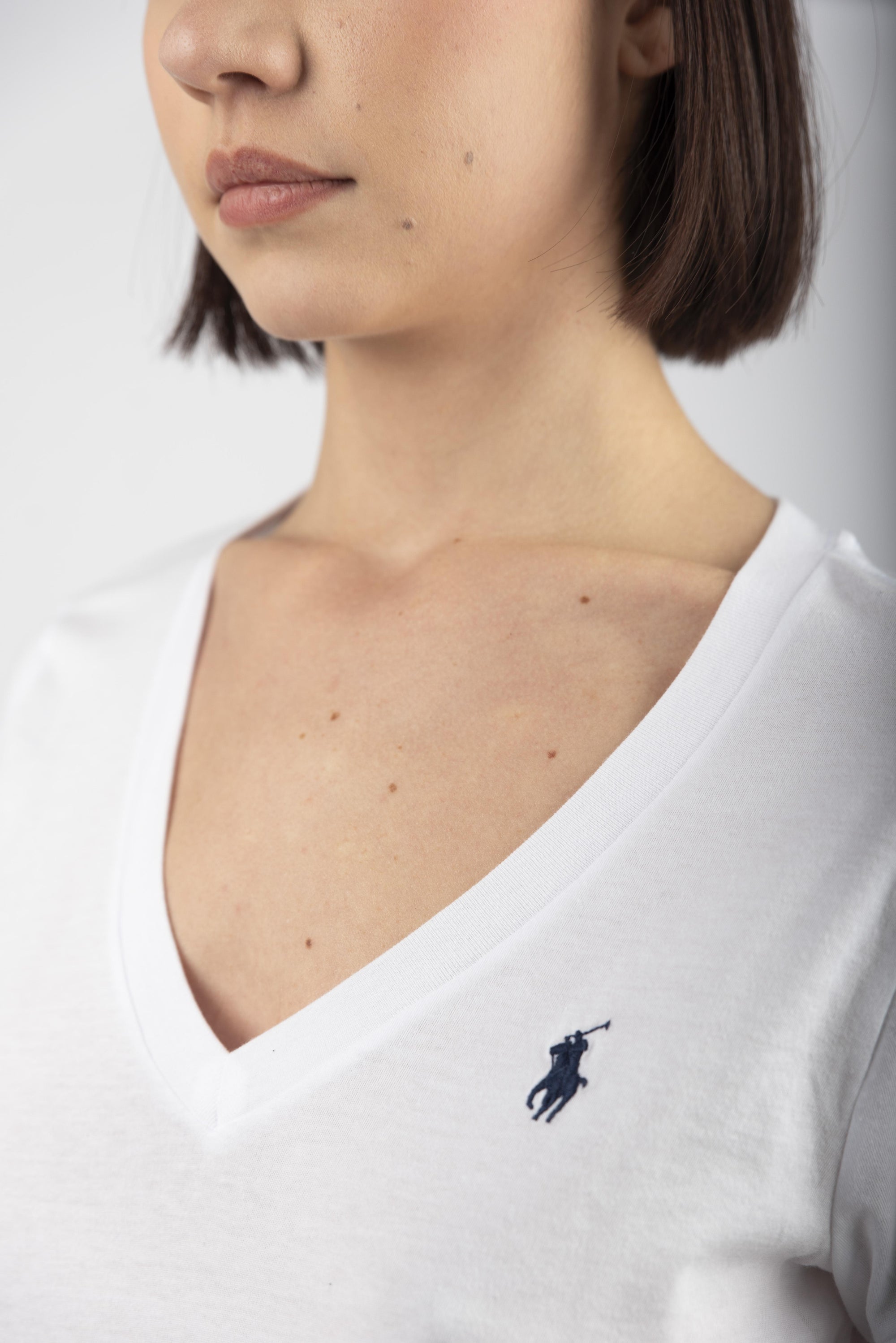 Maglietta in jersey con scollo a V bianco 211902403 001 POLO RALPH LAUREN