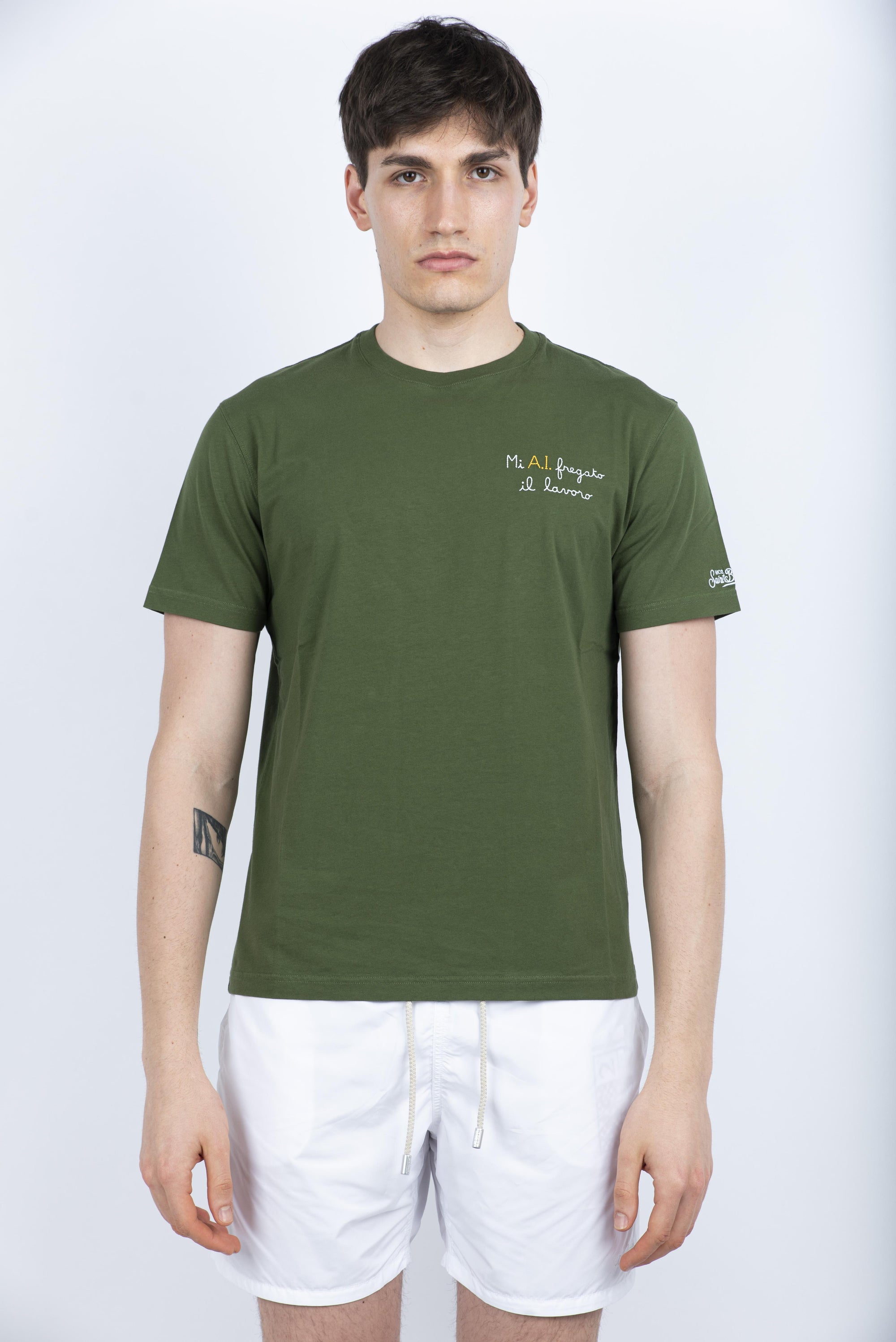 T-shirt Portofino in jersey di cotone Classic Fit con ricamo POT0001 05259H MC2 SAINT BARTH