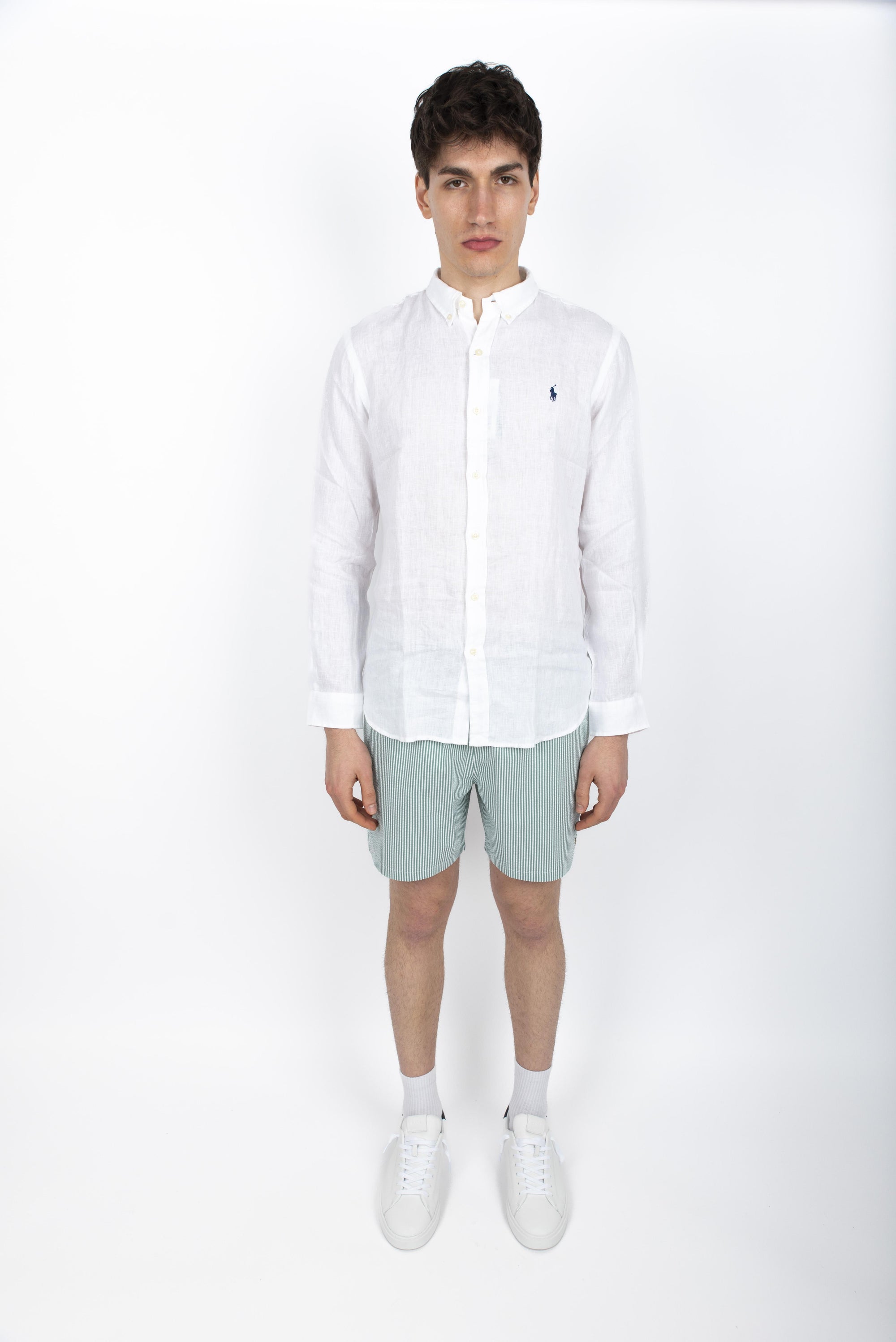 Camicia in lino Slim Fit bianco ceramica 710966295 003 POLO RALPH LAUREN