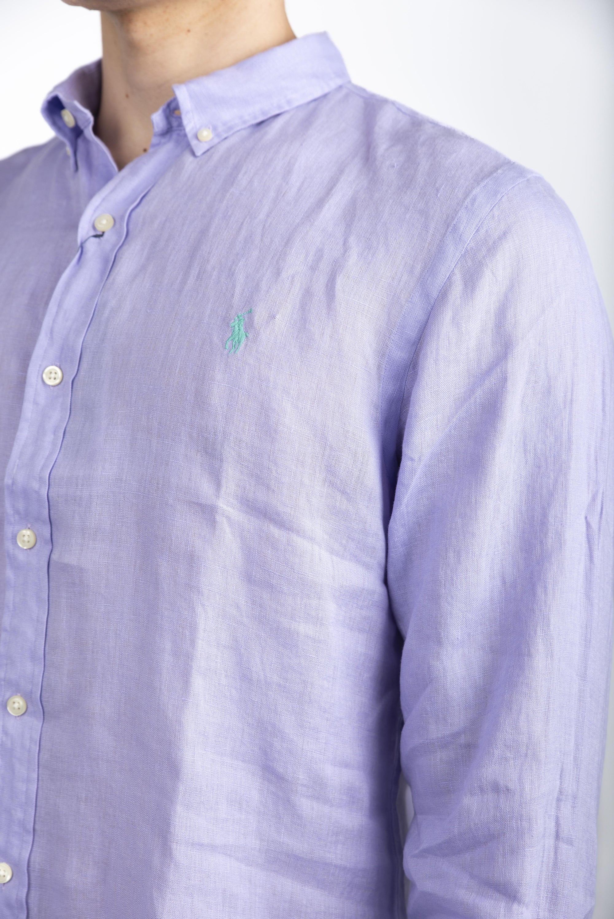 Camicia in lino Slim Fit lilla 710968915 010 POLO RALPH LAUREN