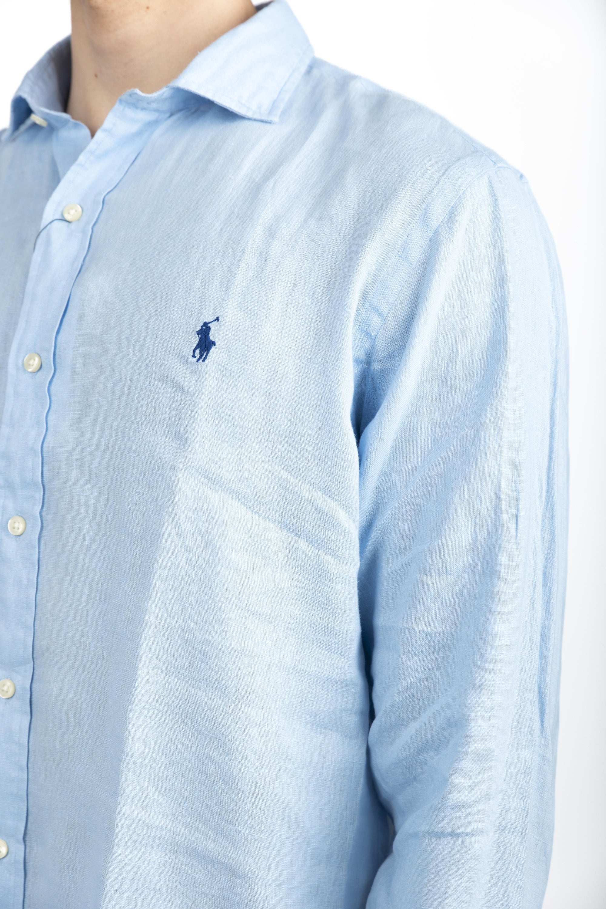 Camicia in lino Custom Fit blu ufficio 710974779 004 POLO RALPH LAUREN
