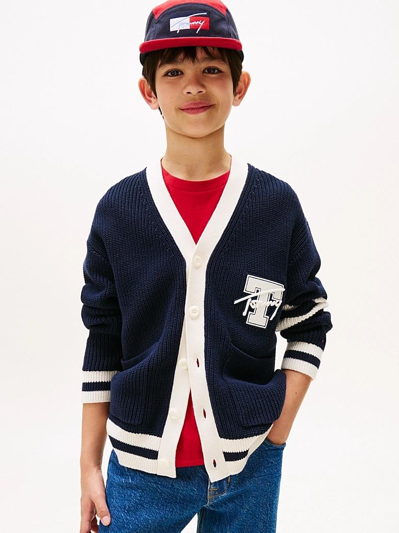 Cardigan Varsity con scollatura a V e logo KB0KB09757T C1G TOMMY HILFIGER