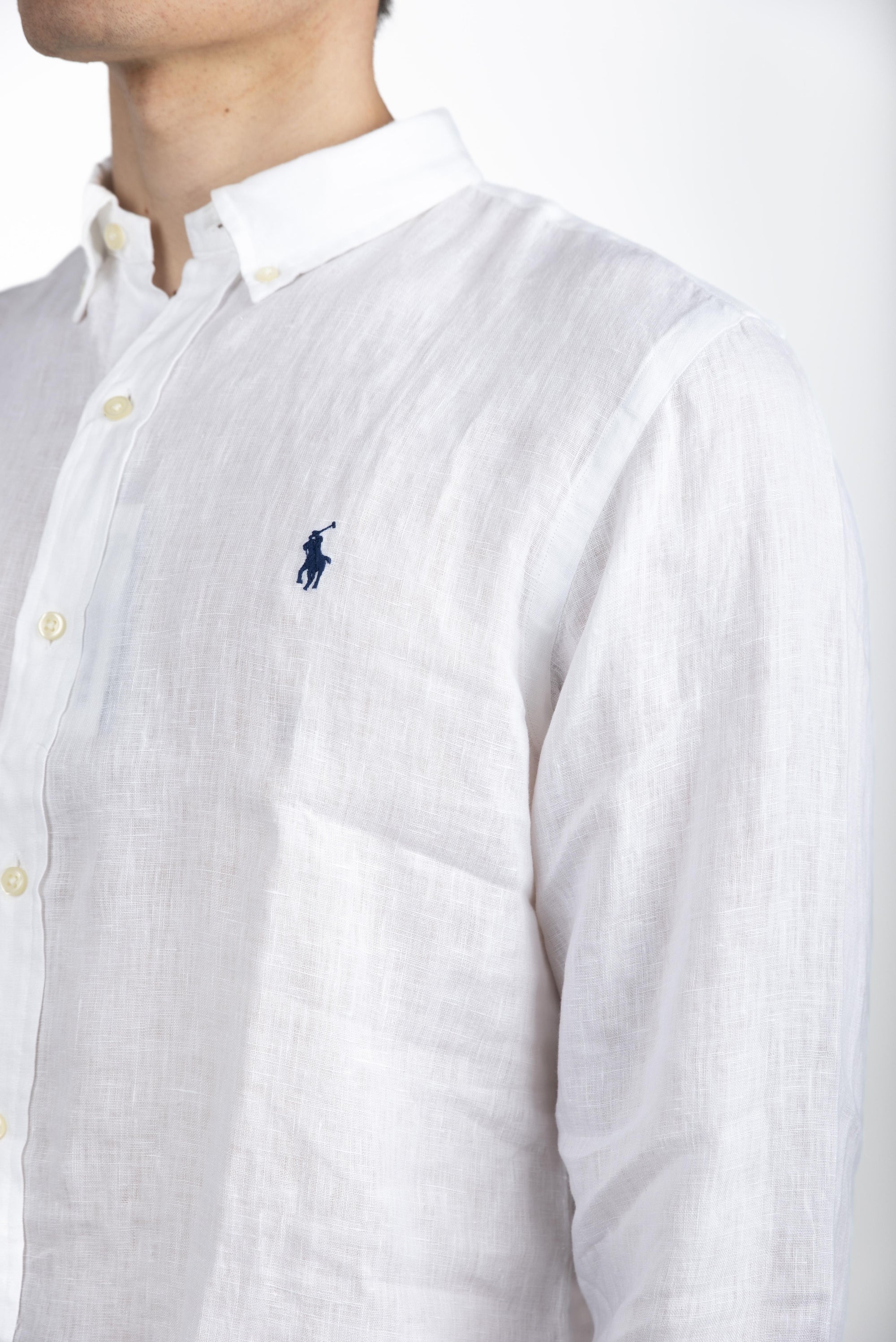 Camicia in lino Slim Fit bianco ceramica 710966295 003 POLO RALPH LAUREN