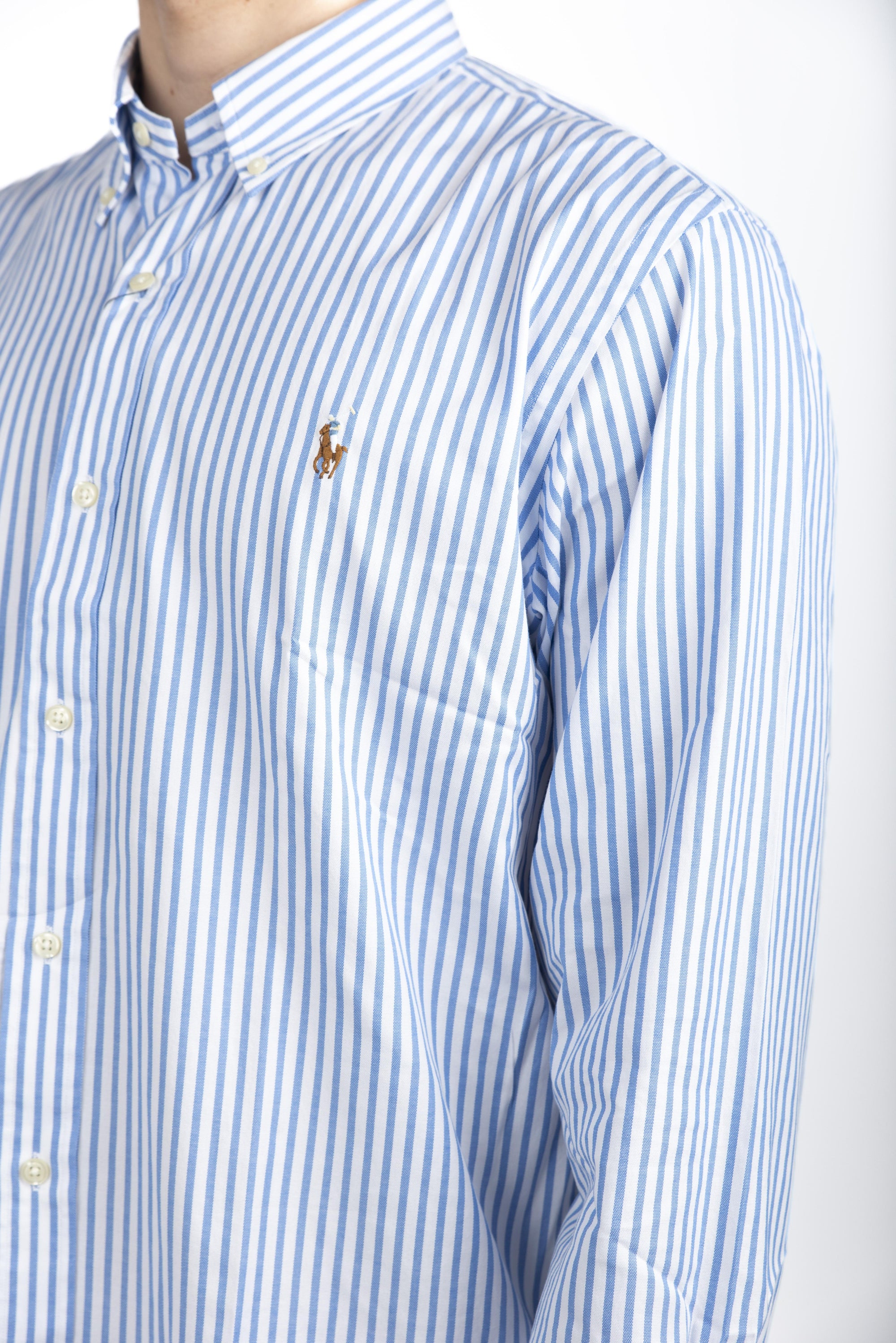Camicia Oxford stretch Custom-Fit blu bianco 710886462 003 POLO RALPH LAUREN