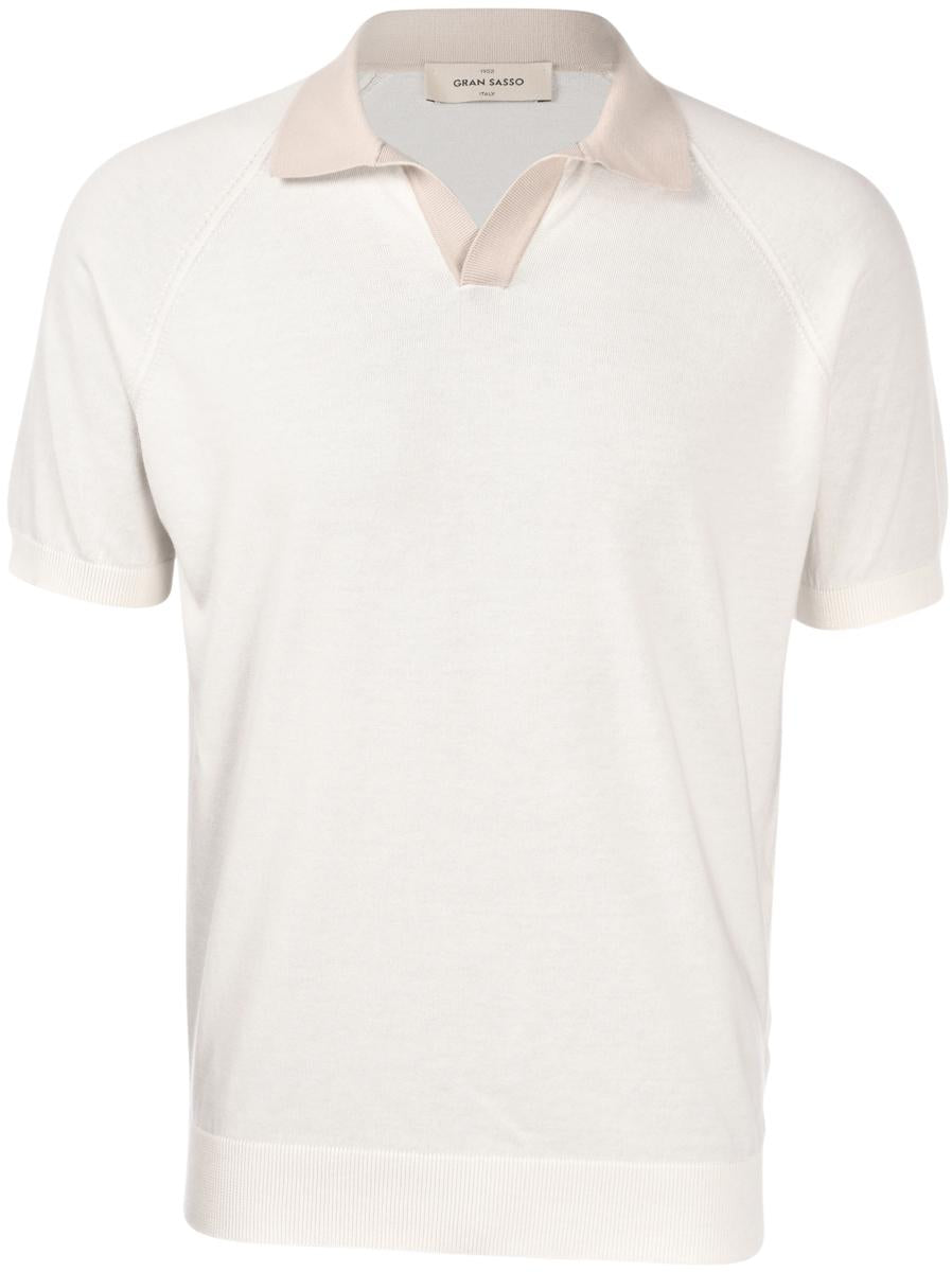 Polo skipper in maglia raglan cotone organico panna sabbia 57165/18045 005 GRAN SASSO