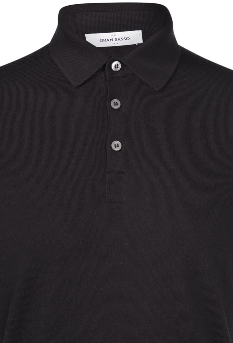Black fresh cotton knit polo shirt – COSCIA Store