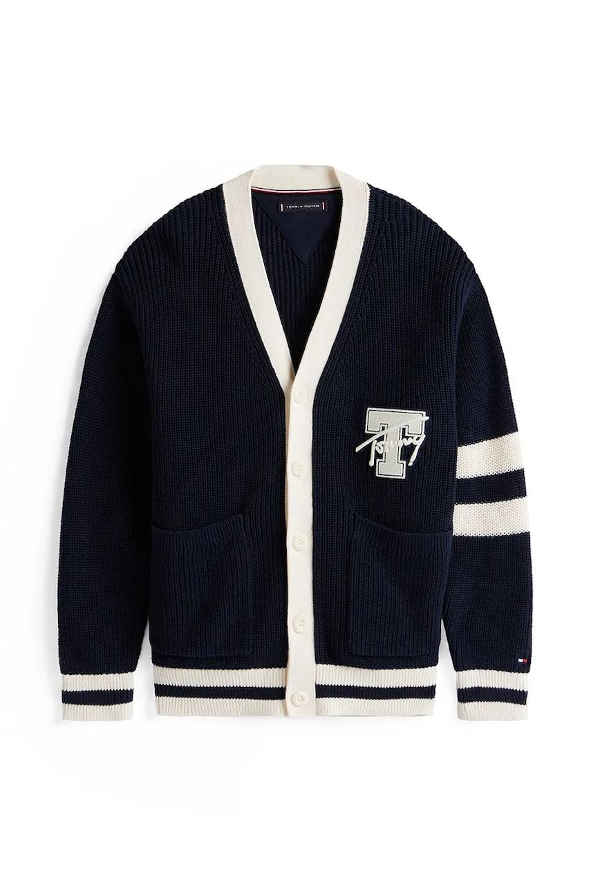 Cardigan Varsity con scollatura a V e logo THKB0KB09757J C1G TOMMY HILFIGER