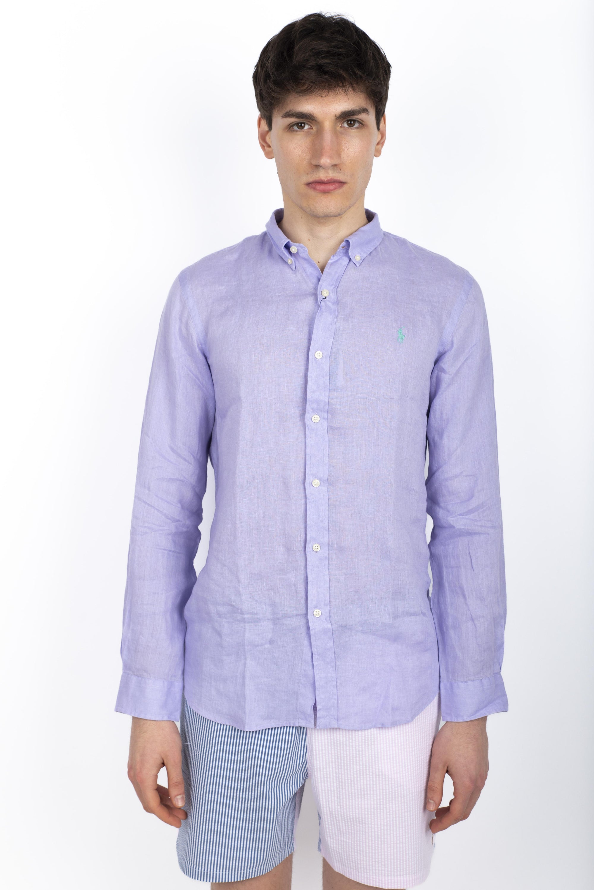 Camicia in lino Slim Fit lilla 710968915 010 POLO RALPH LAUREN