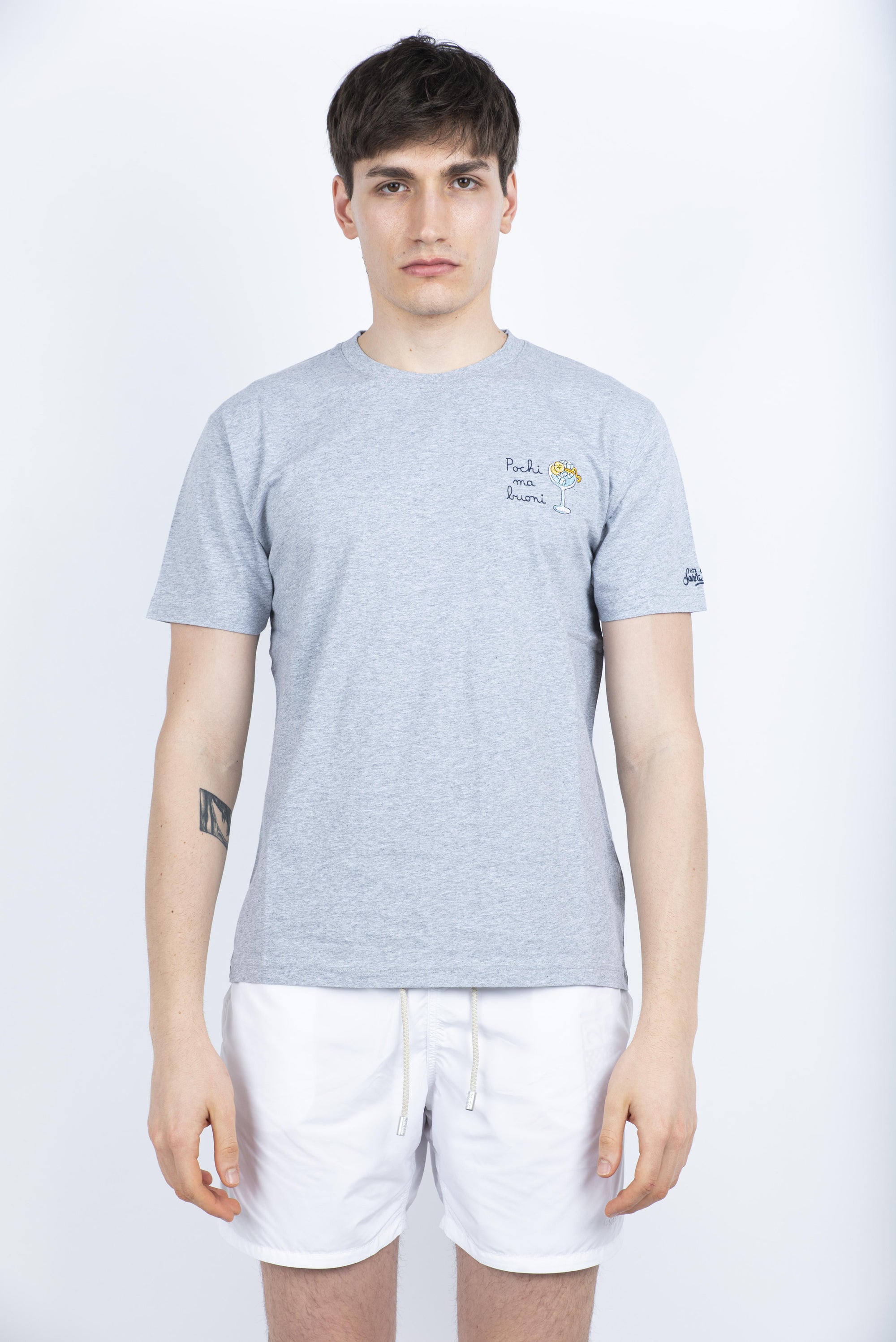 T-shirt Portofino in jersey di cotone Classic Fit con ricamo POT0001 05281H MC2 SAINT BARTH