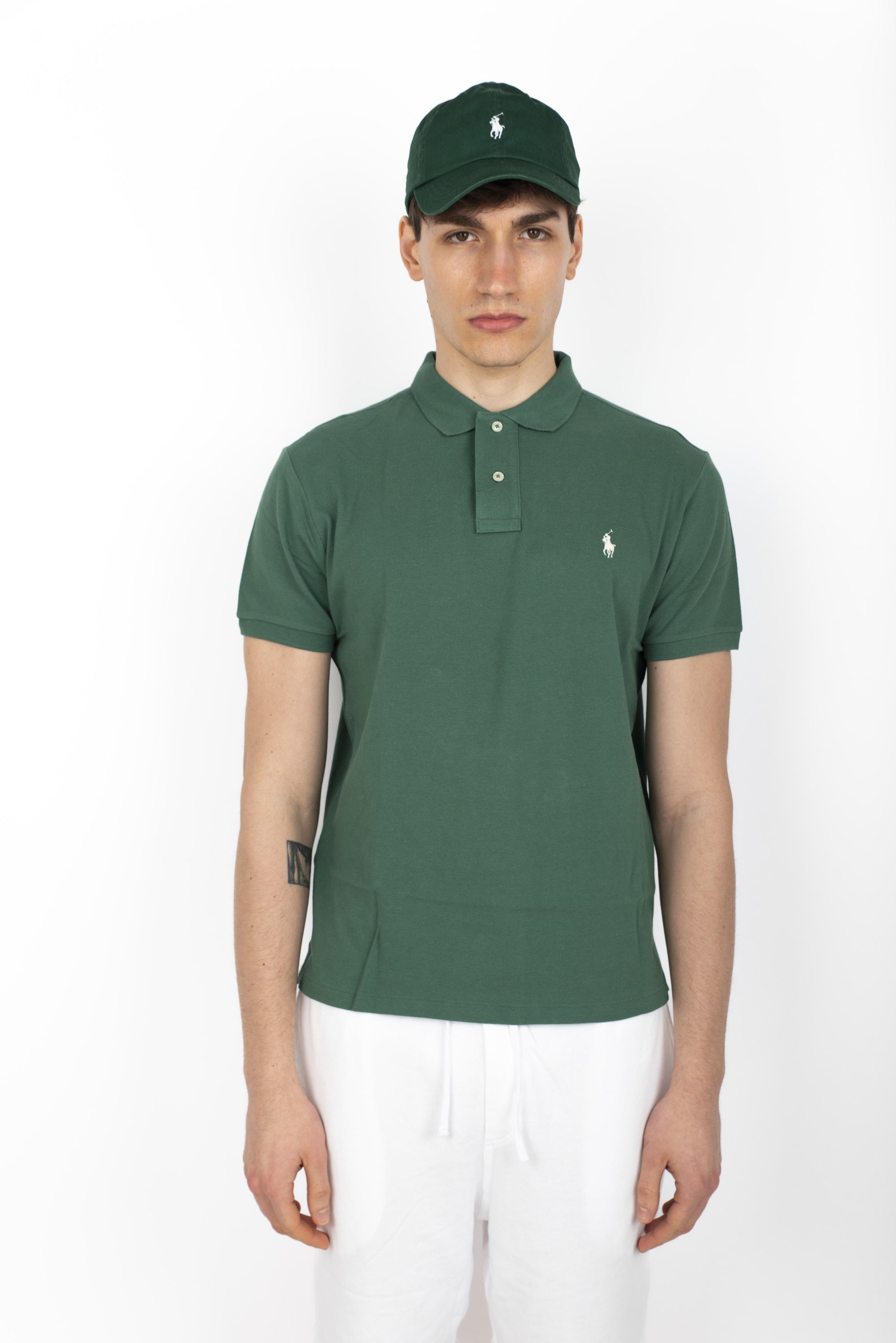 Polo verde in piqué Slim Fit 710680784 427 POLO RALPH LAUREN