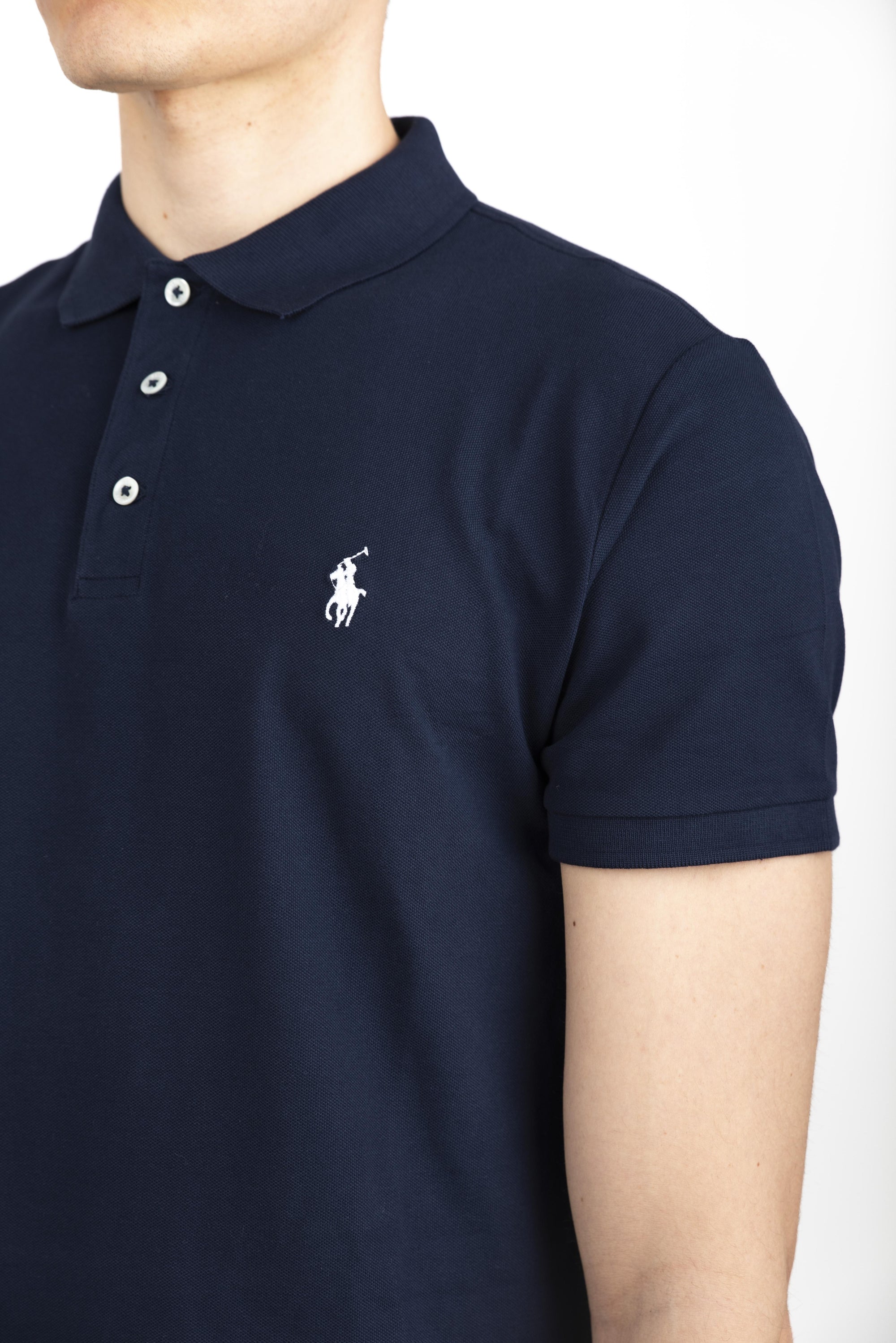 Polo navy in piqué stretch Custom Slim Fit 710941439 003 POLO RALPH LAUREN