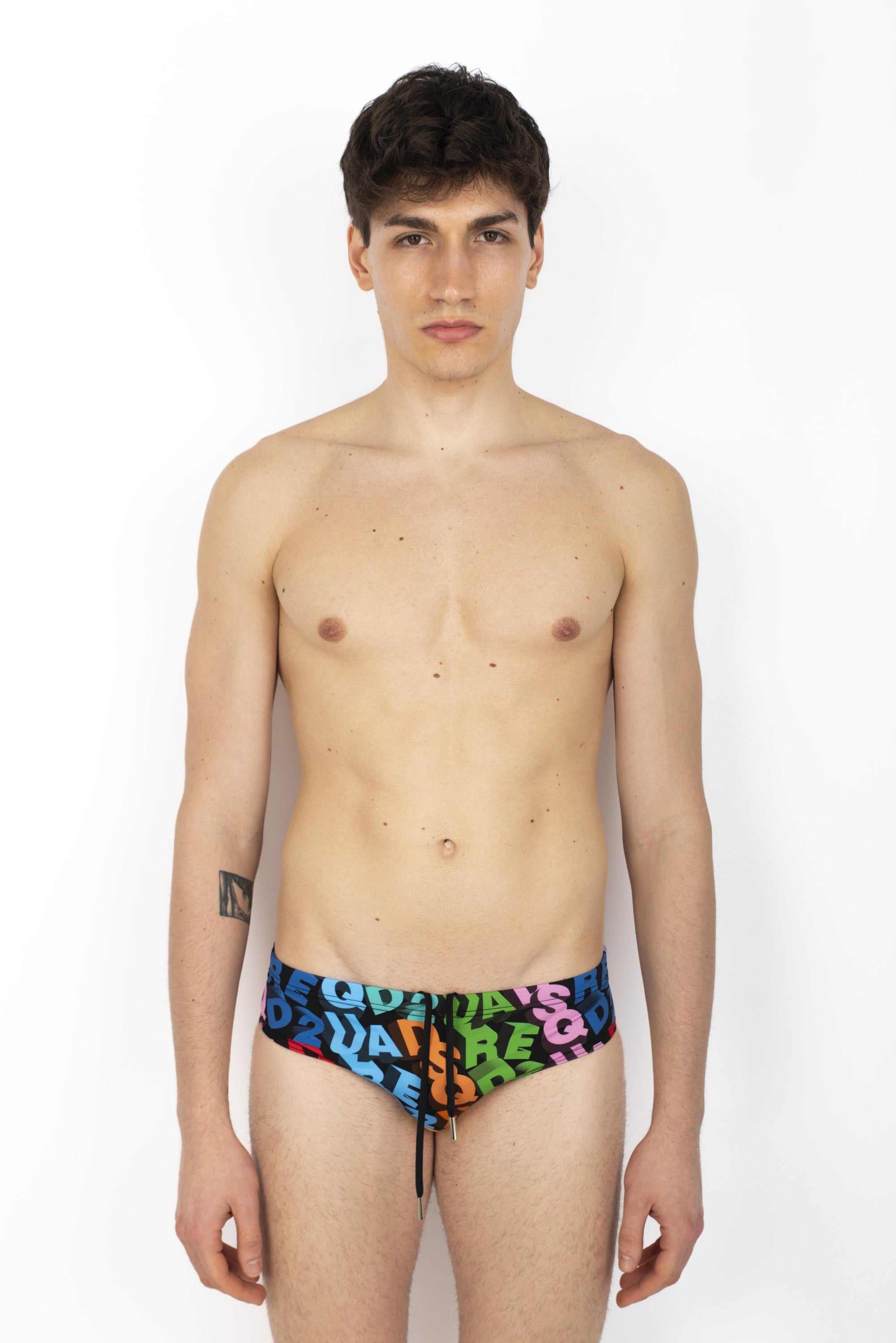 Swim Brief con all over logo D7B356090 998 DSQUARED BEACHWEAR