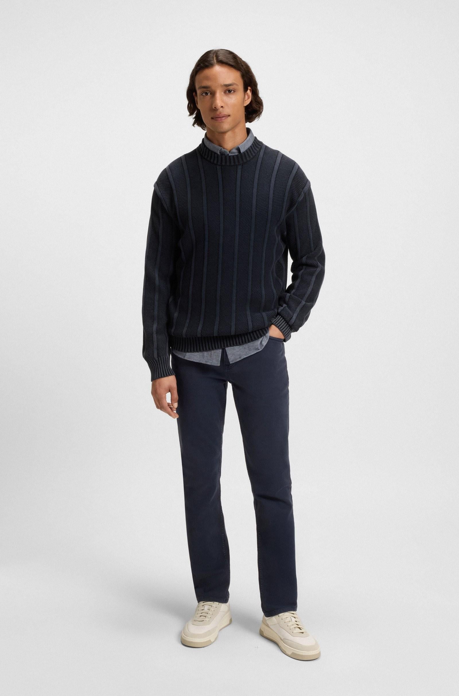 Maglione in cotone con lavorazione a coste e a grana di riso 50543690 404 BOSS