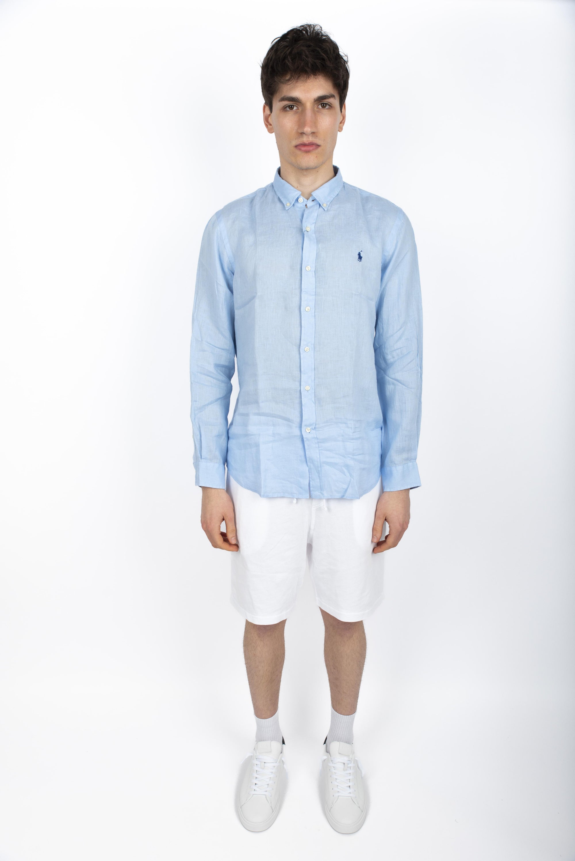 Camicia in lino Slim Fit blu ufficio 710968915 008 POLO RALPH LAUREN