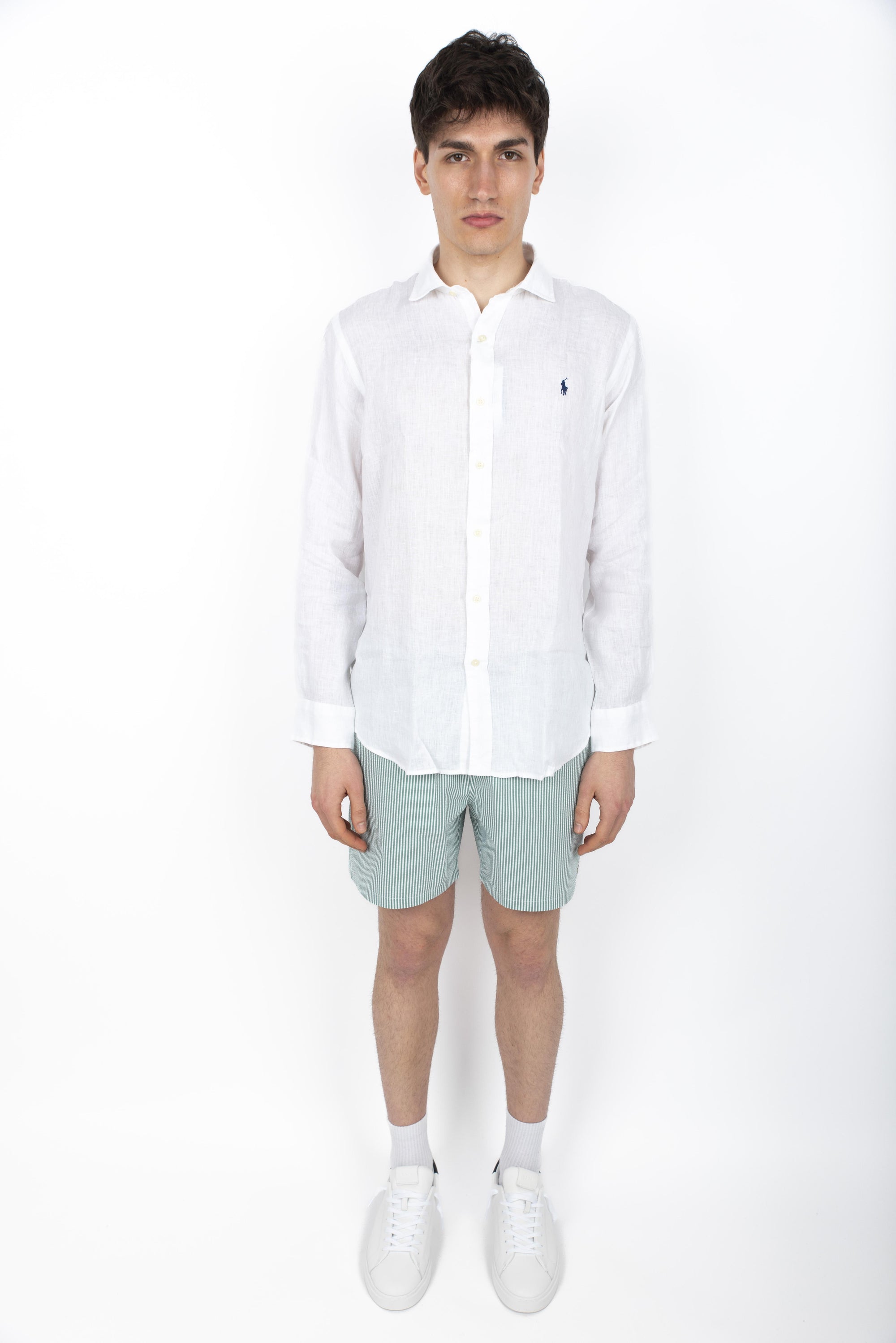 Camicia in lino Custom Fit bianco ceramica P 710974779 005 POLO RALPH LAUREN