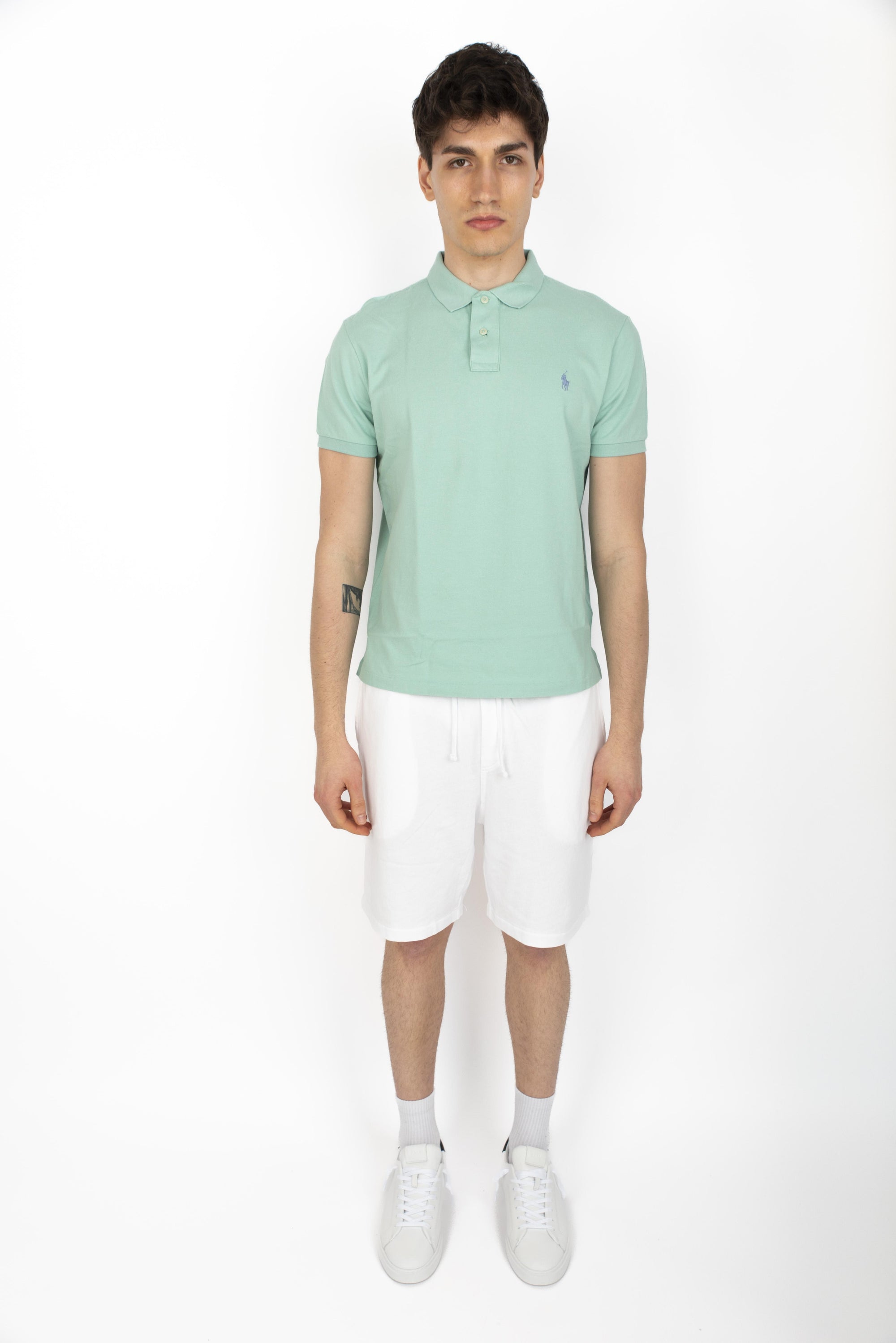 Polo celadon in piqué Slim Fit 710680784 422 POLO RALPH LAUREN