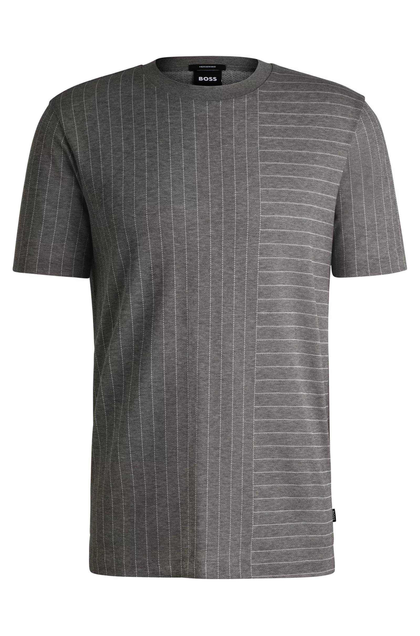 T-shirt in cotone mercerizzato con righe miste 50531315 030 BOSS